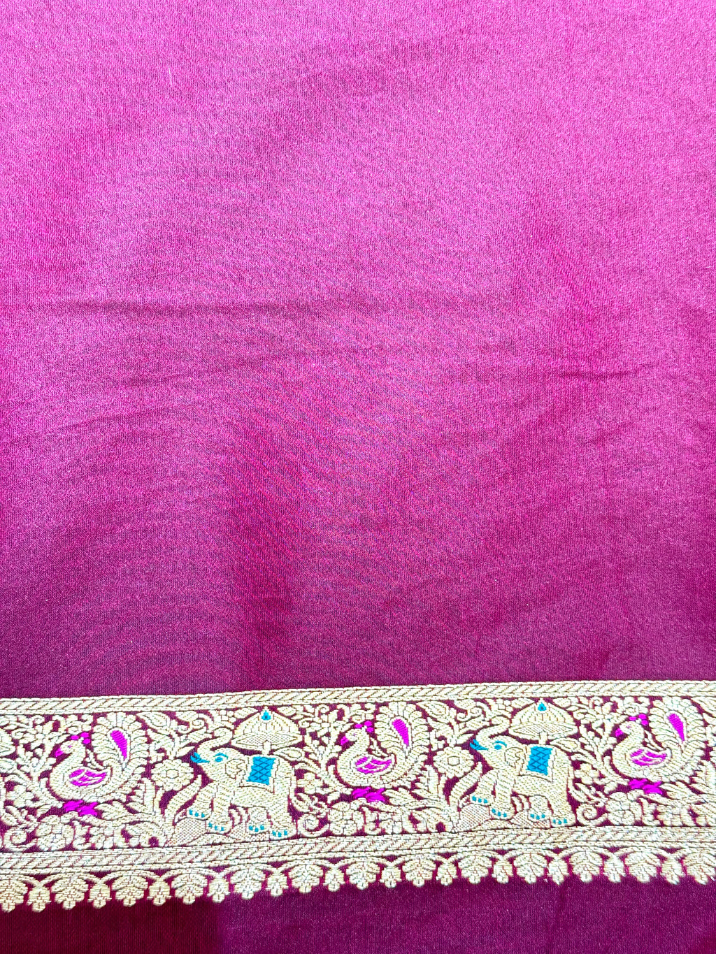 Handwoven Magenta Banarasi Ahinsa Silk Saree