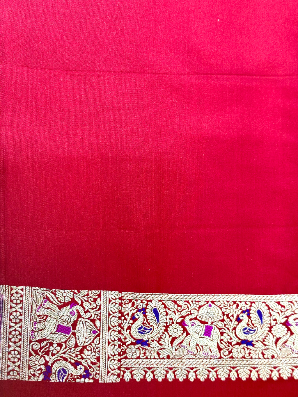 Handwoven Maron Banarasi Ahinsa Silk Saree