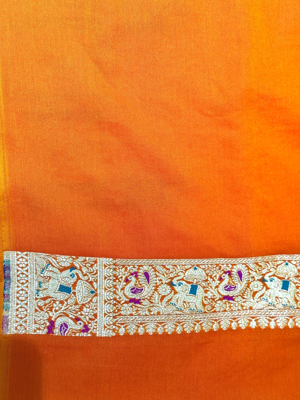 Handwoven Orange Banarasi Ahinsa Silk