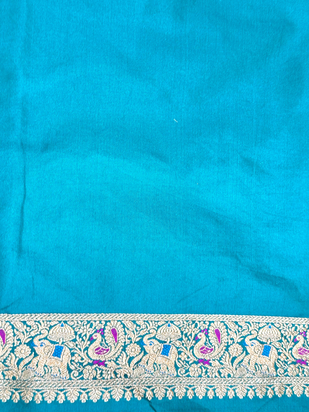 Handwoven Teal Blue Banarasi Ahinsa Silk Saree