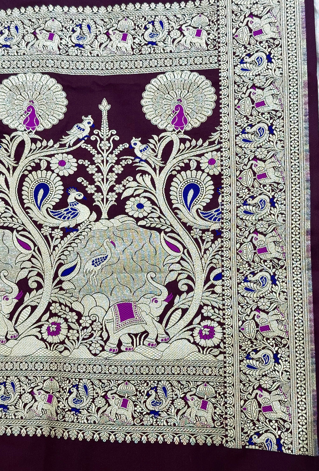 Handwoven Maroon Banarasi Ahinsa Silk Saree