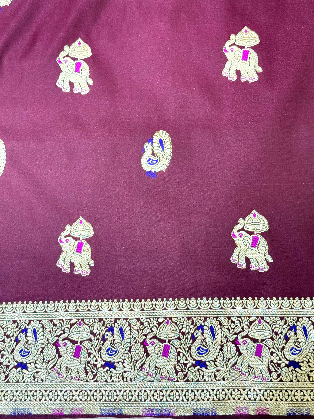 Handwoven Maroon Banarasi Ahinsa Silk Saree