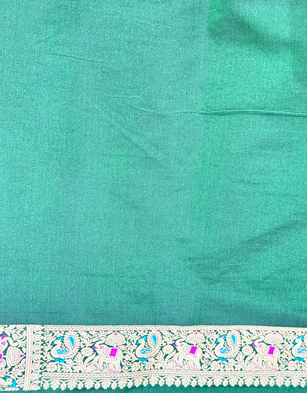 Handwoven Emerald Green Banarasi Ahinsa Silk Saree