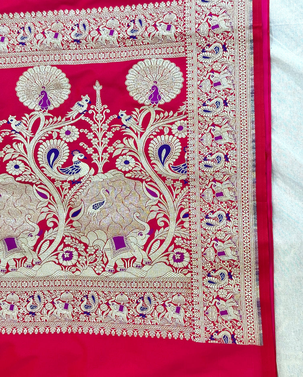 Handwoven Red Banarasi Ahinsa Silk Saree