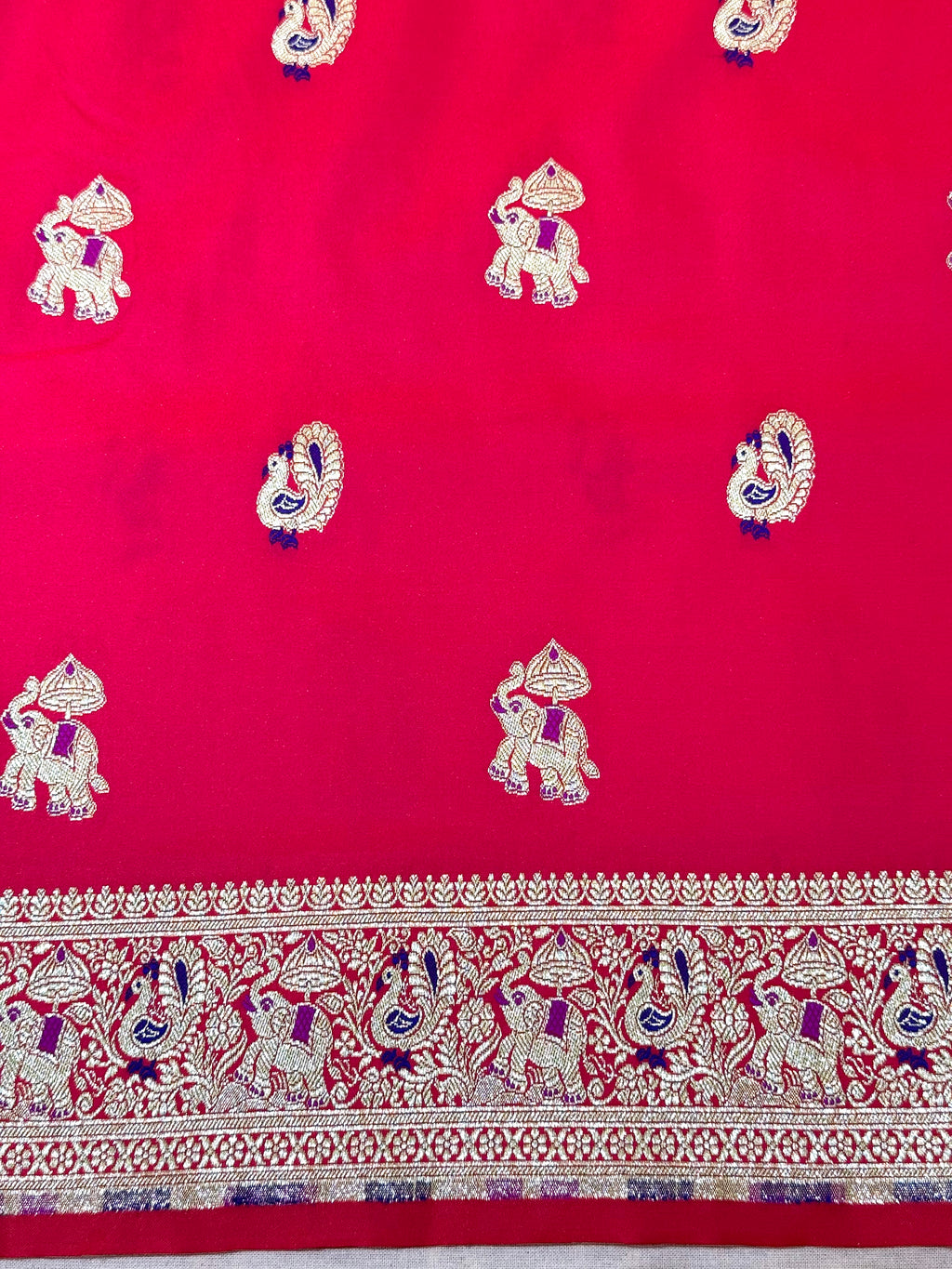Handwoven Red Banarasi Ahinsa Silk Saree