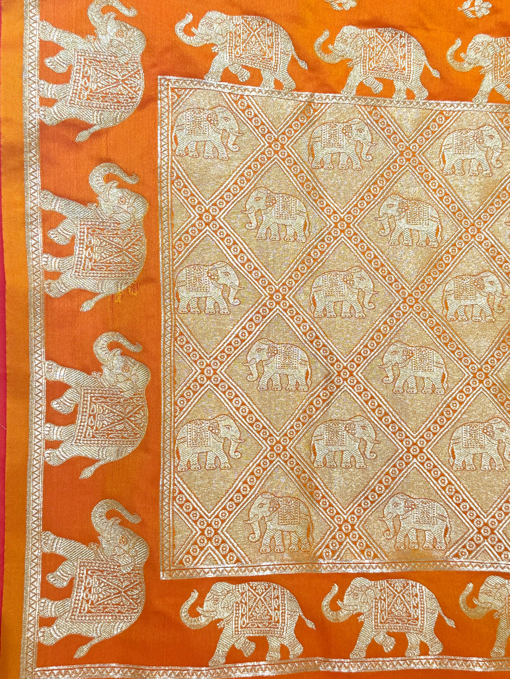 Handwoven Orange Banarasi Ahinsa Silk Saree