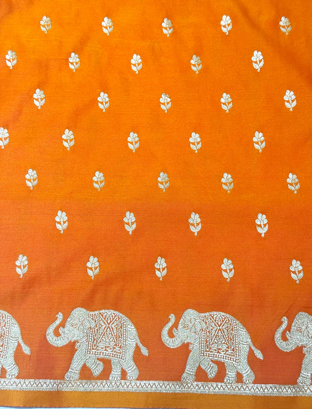 Handwoven Orange Banarasi Ahinsa Silk Saree