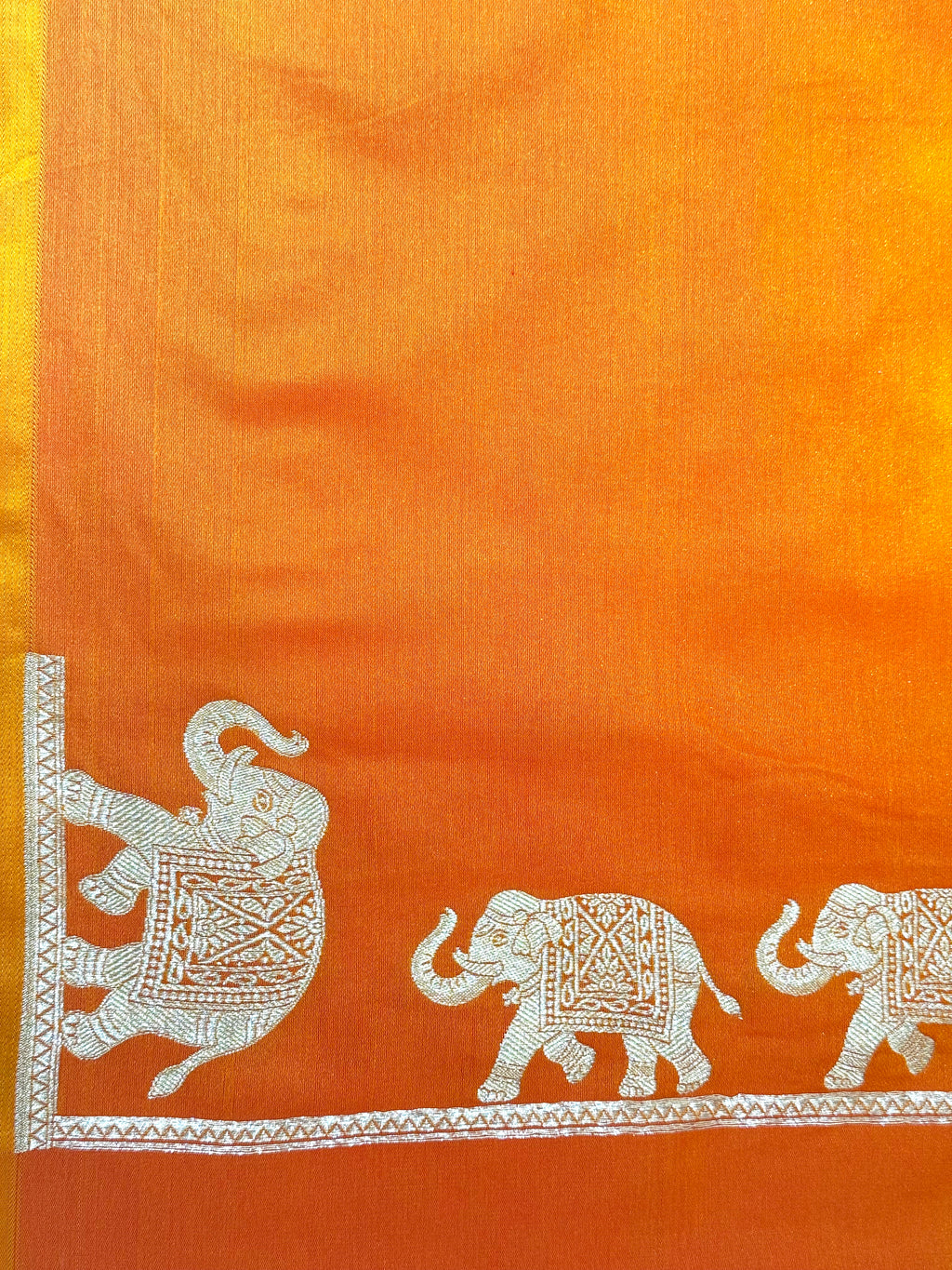 Handwoven Orange Banarasi Ahinsa Silk Saree