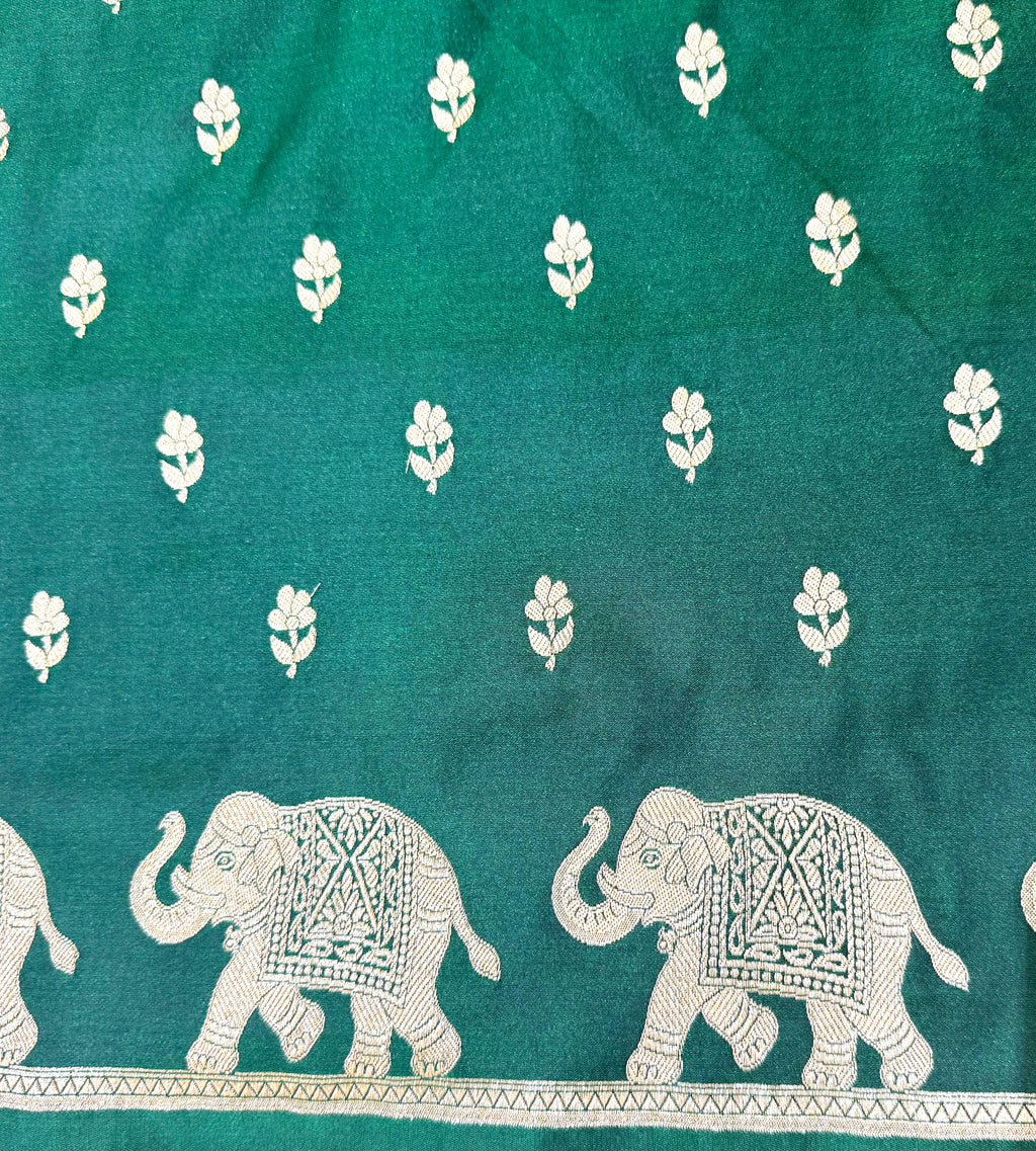 Handwoven Green Banarasi Ahinsa Silk Saree