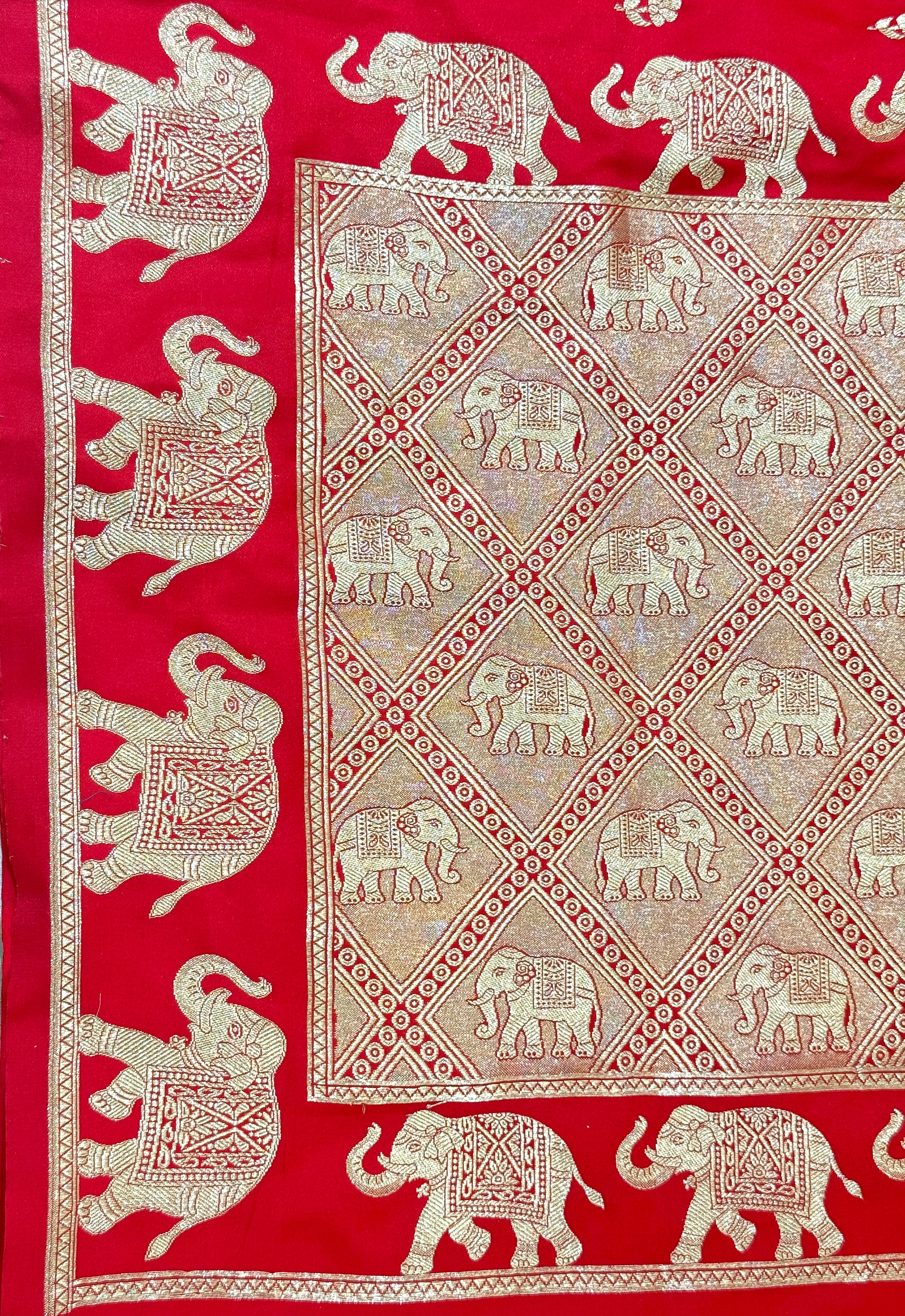 Handwoven Red Banarasi Ahinsa Silk Saree