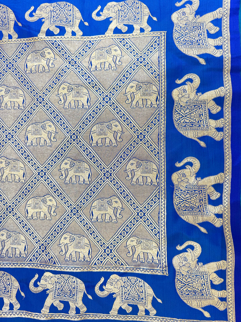 Handwoven Royal Blue Banarasi Ahinsa Silk Saree