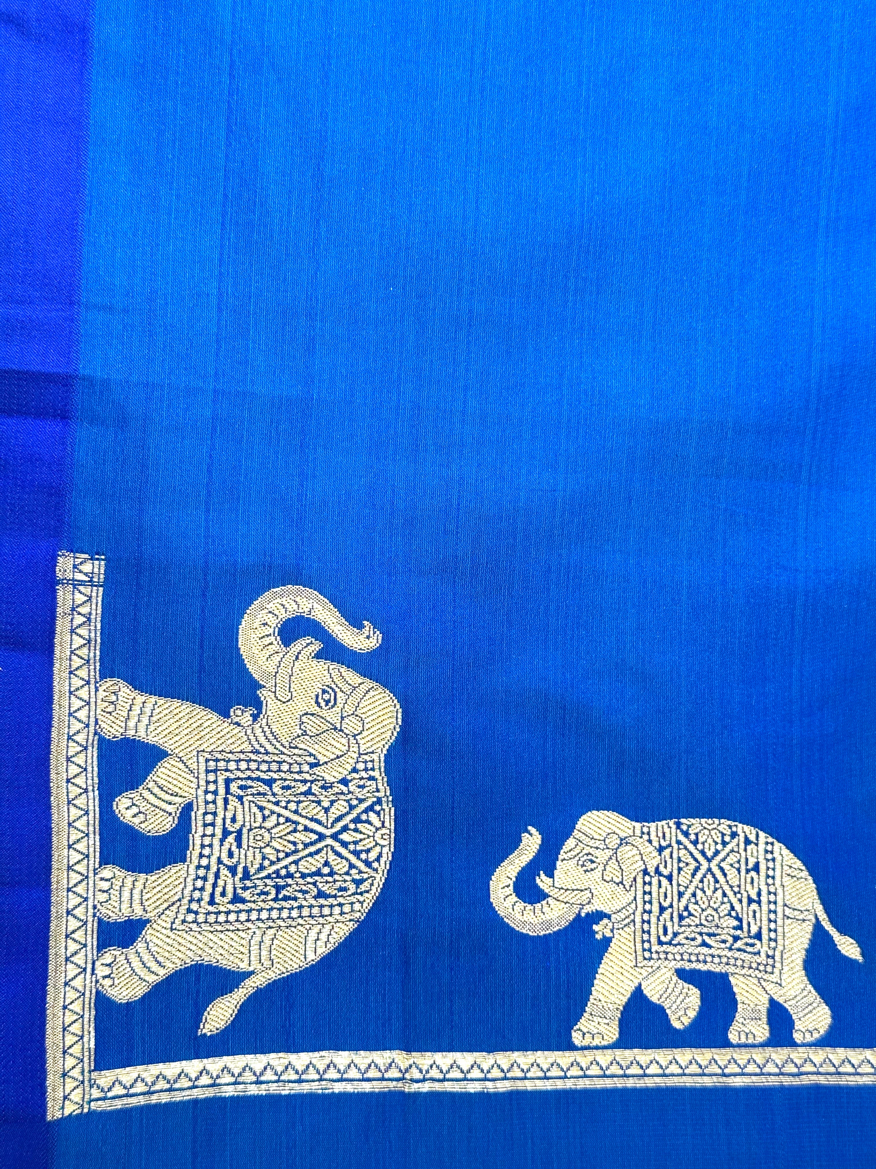 Handwoven Royal Blue Banarasi Ahinsa Silk Saree