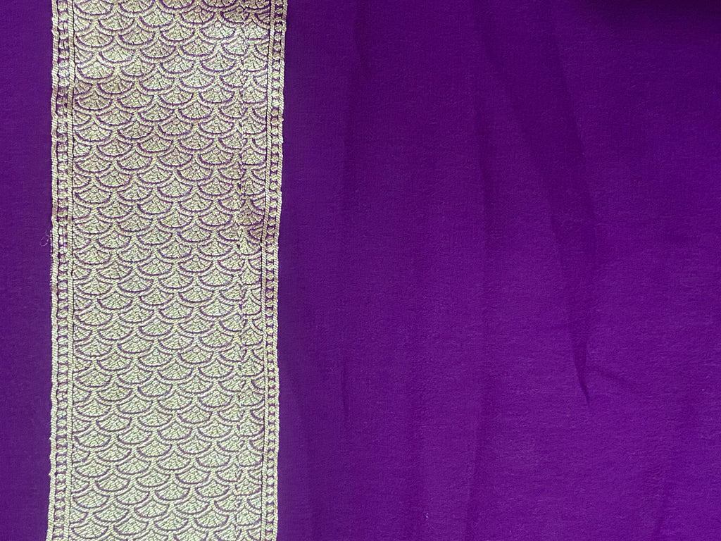 Cerise Pink  Khaddi Chiffon Silk  Handwoven Banaras Saree