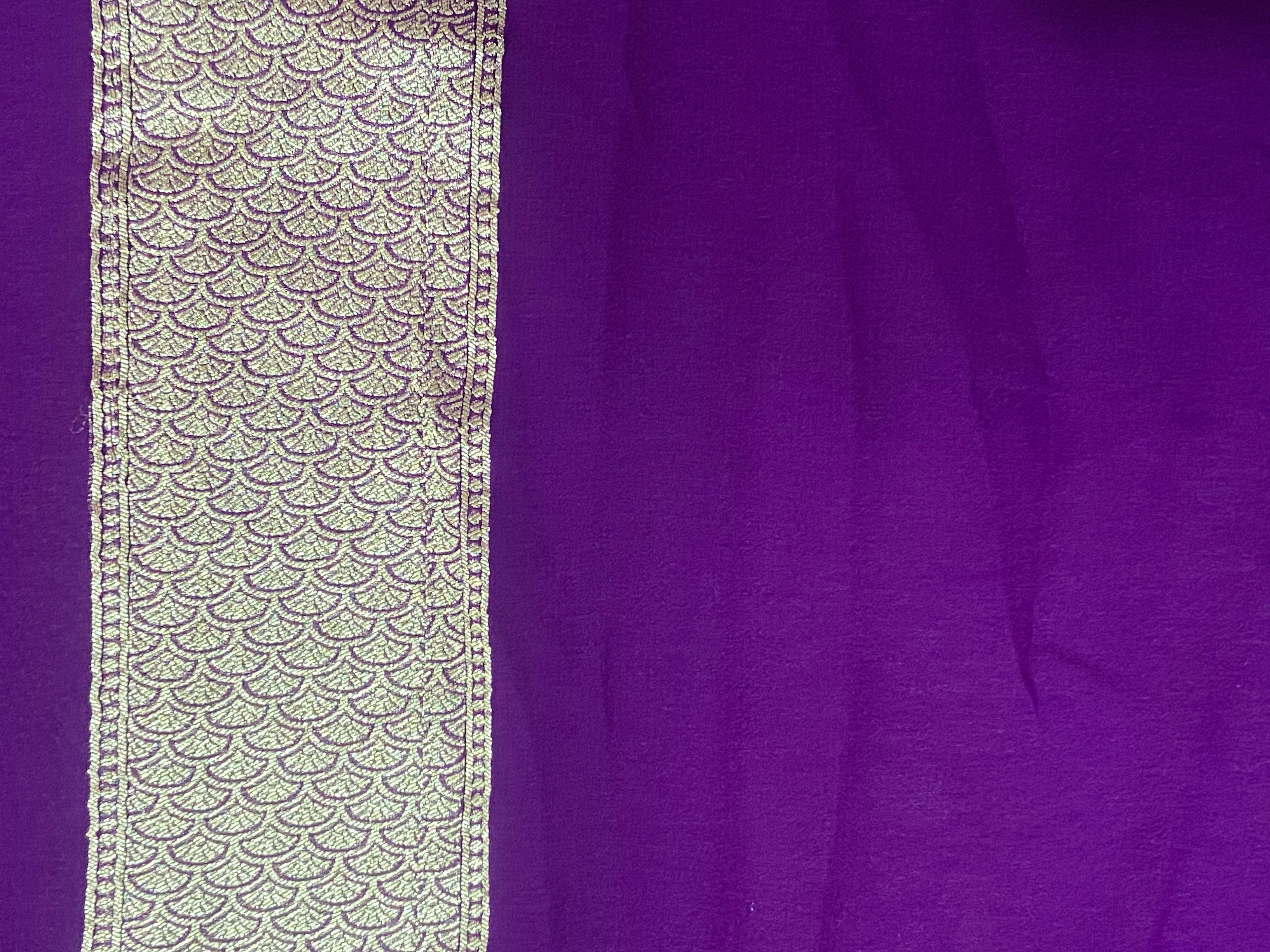 Cerise Pink  Khaddi Chiffon Silk  Handwoven Banaras Saree