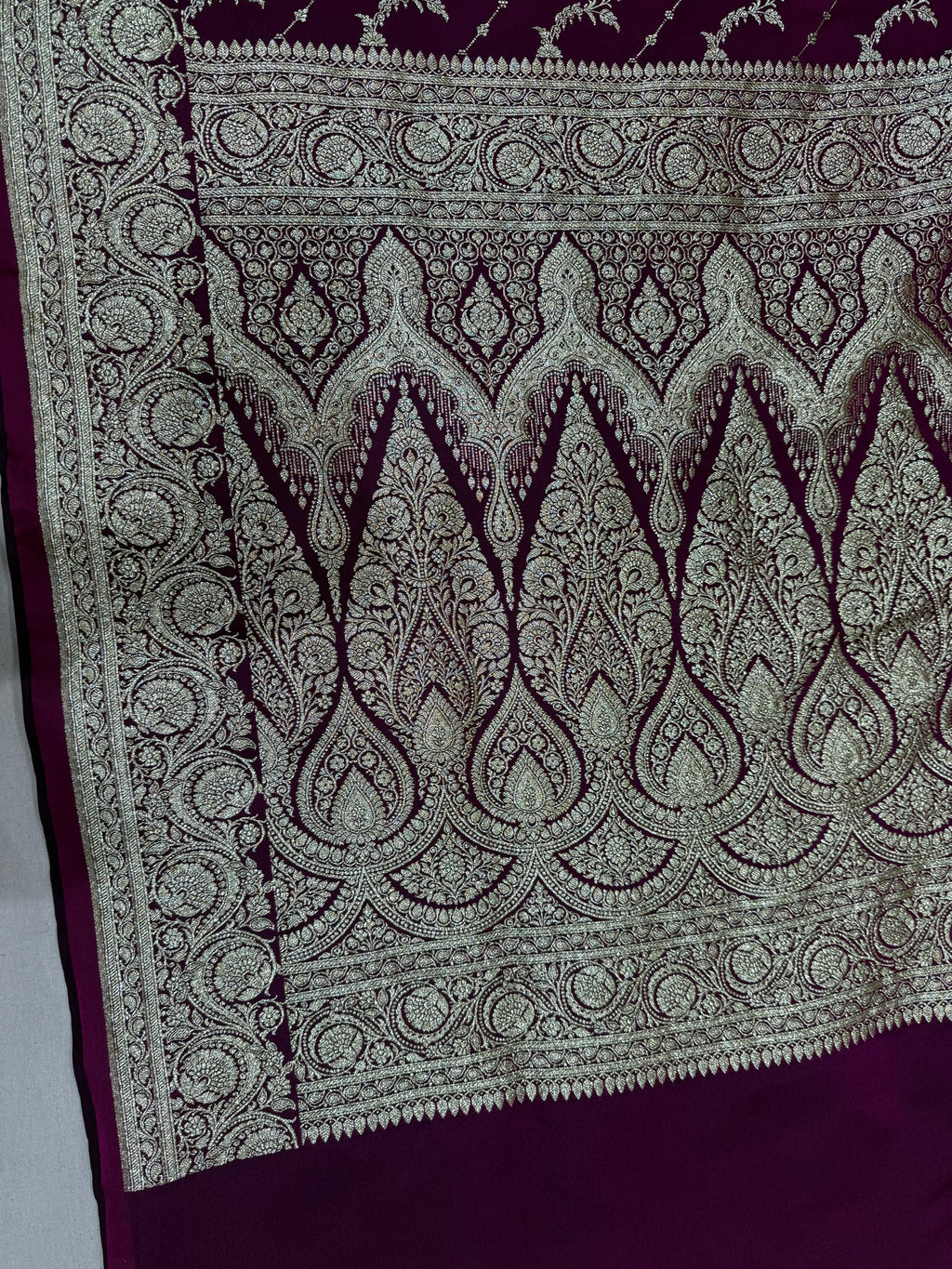 Deep Plum Banarasi Mashru Katan Silk Saree