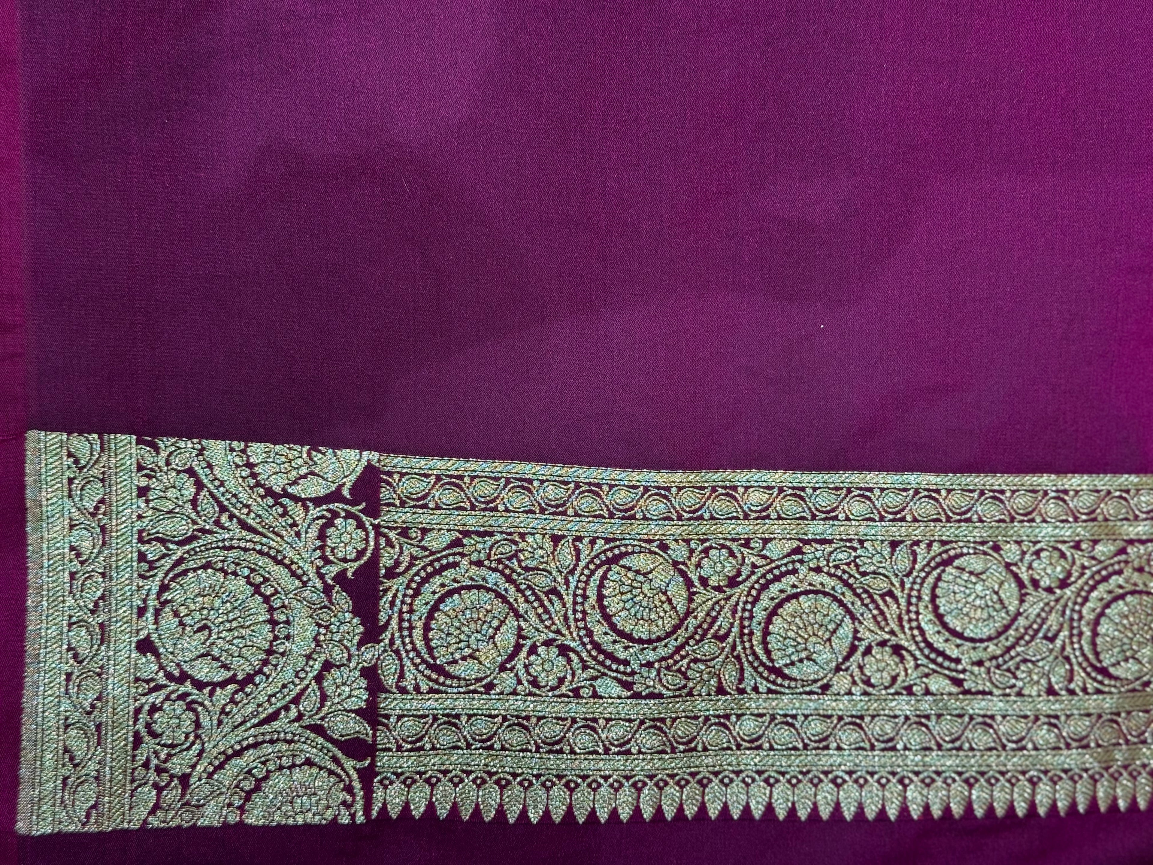 Deep Plum Banarasi Mashru Katan Silk Saree