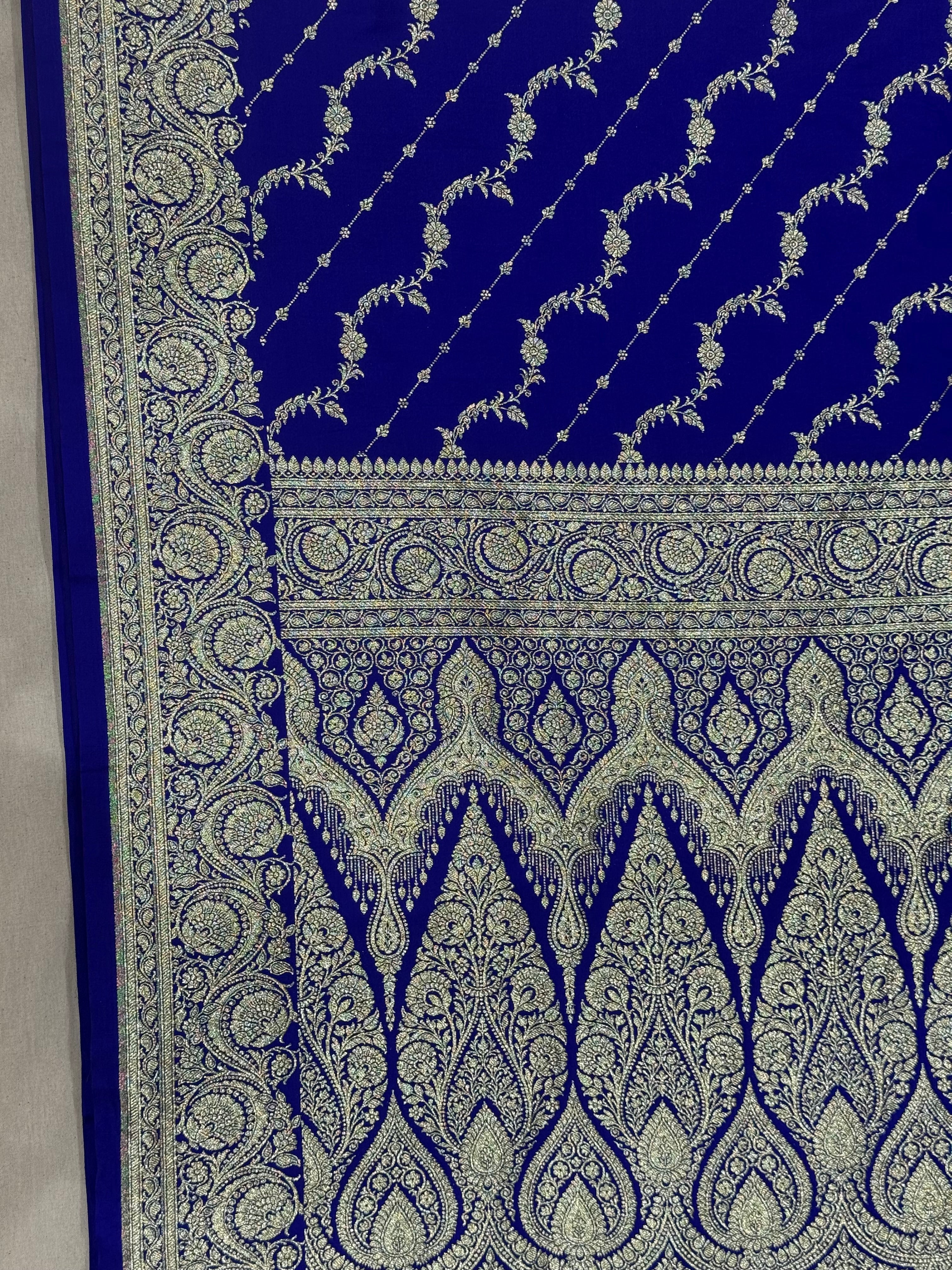 Royal Blue Banarasi Mashru Katan Silk Saree