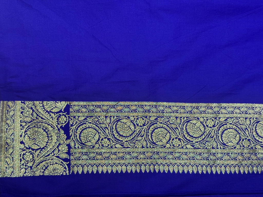 Royal Blue Banarasi Mashru Katan Silk Saree