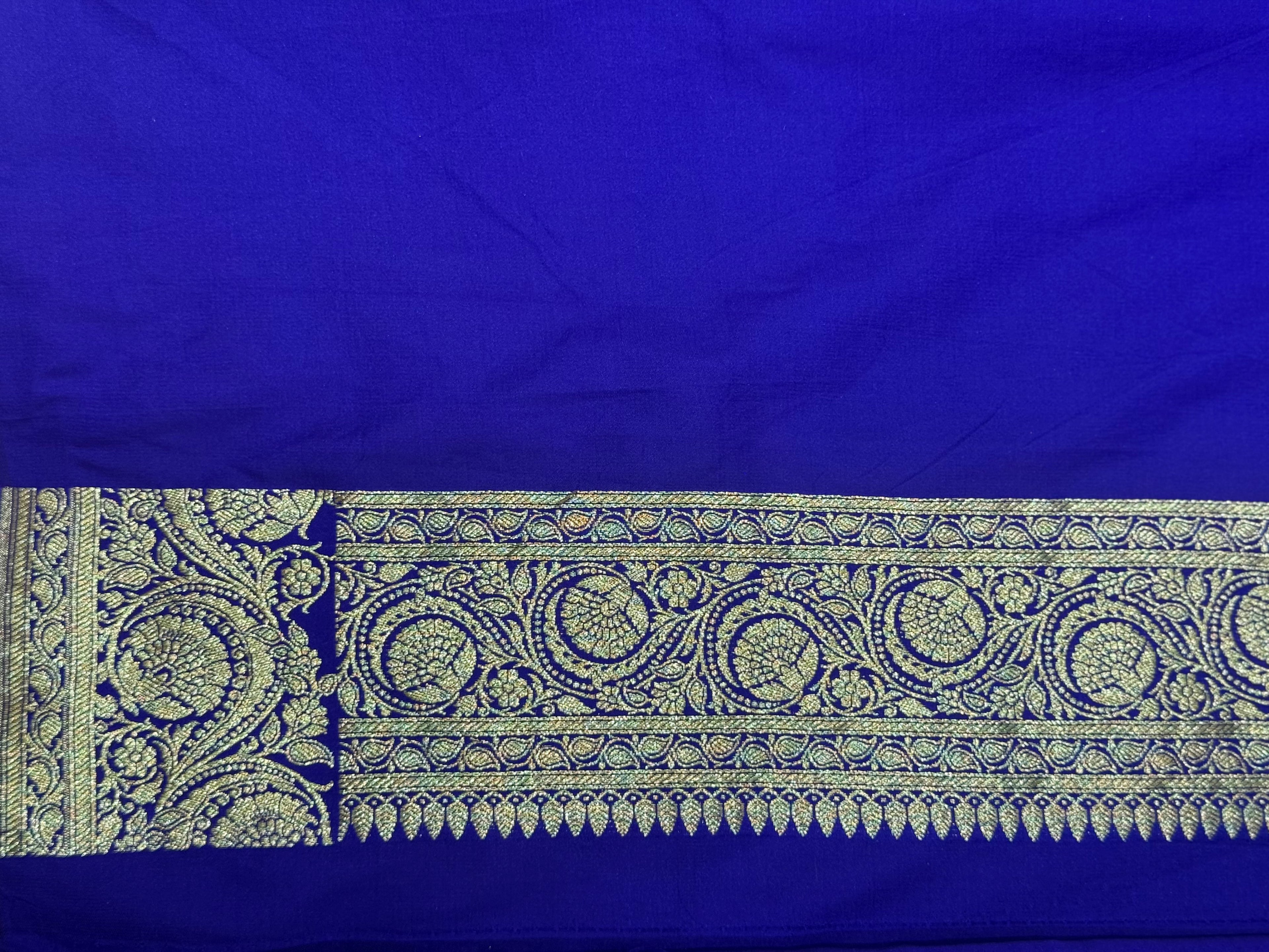 Royal Blue Banarasi Mashru Katan Silk Saree
