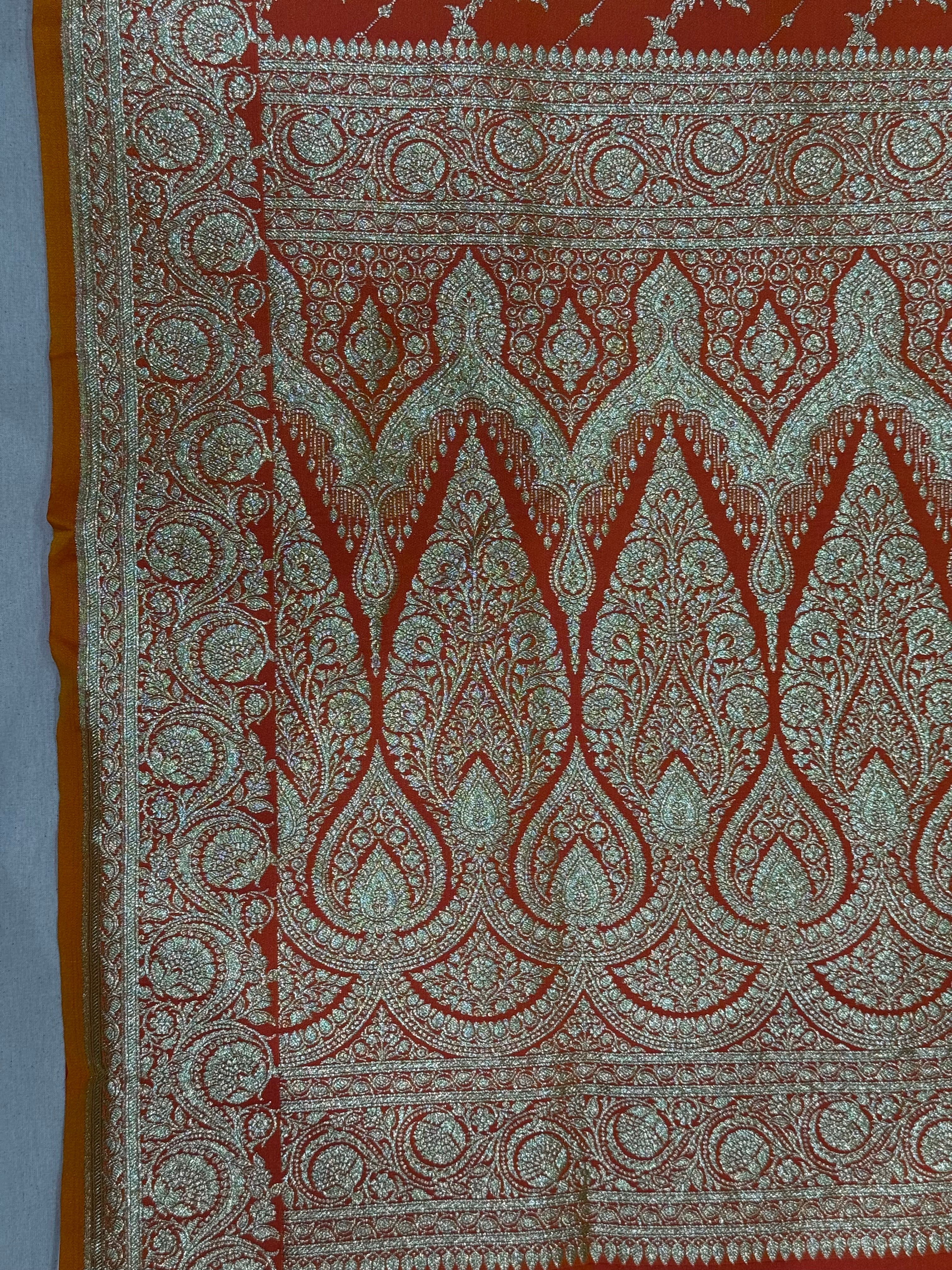 Mustard Yellow Banarasi Mashru Katan Silk Saree