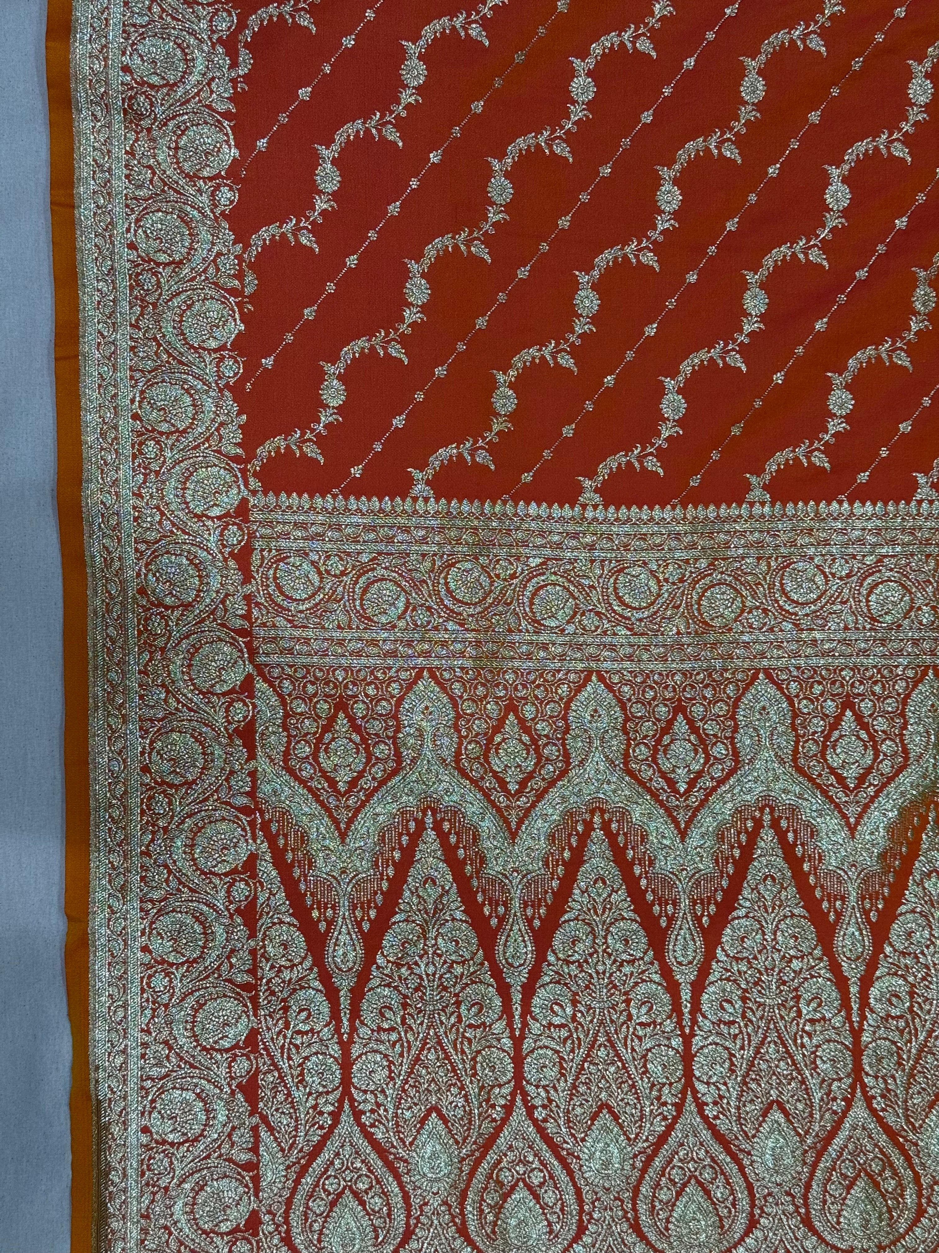 Mustard Yellow Banarasi Mashru Katan Silk Saree