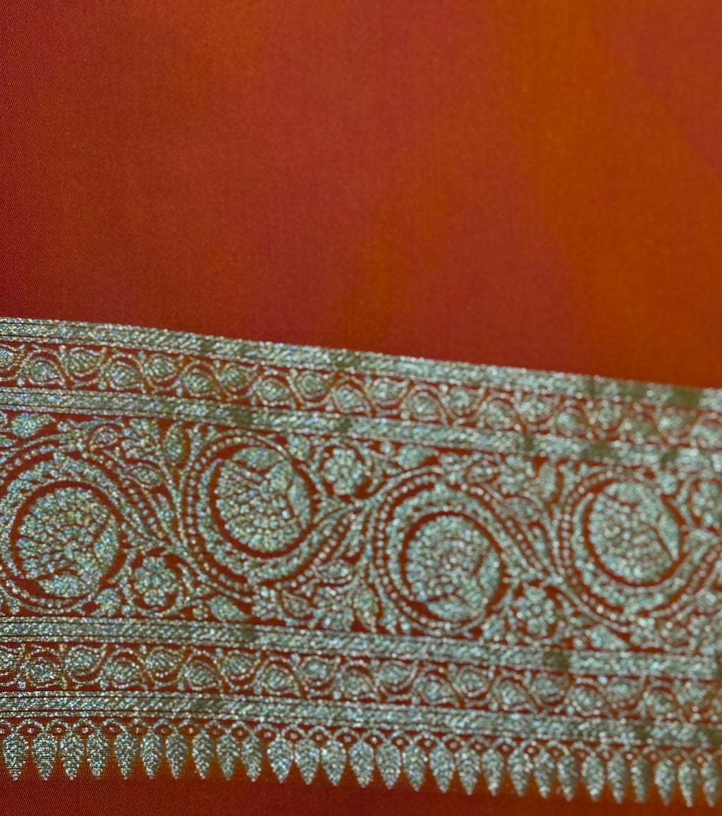 Mustard Yellow Banarasi Mashru Katan Silk Saree