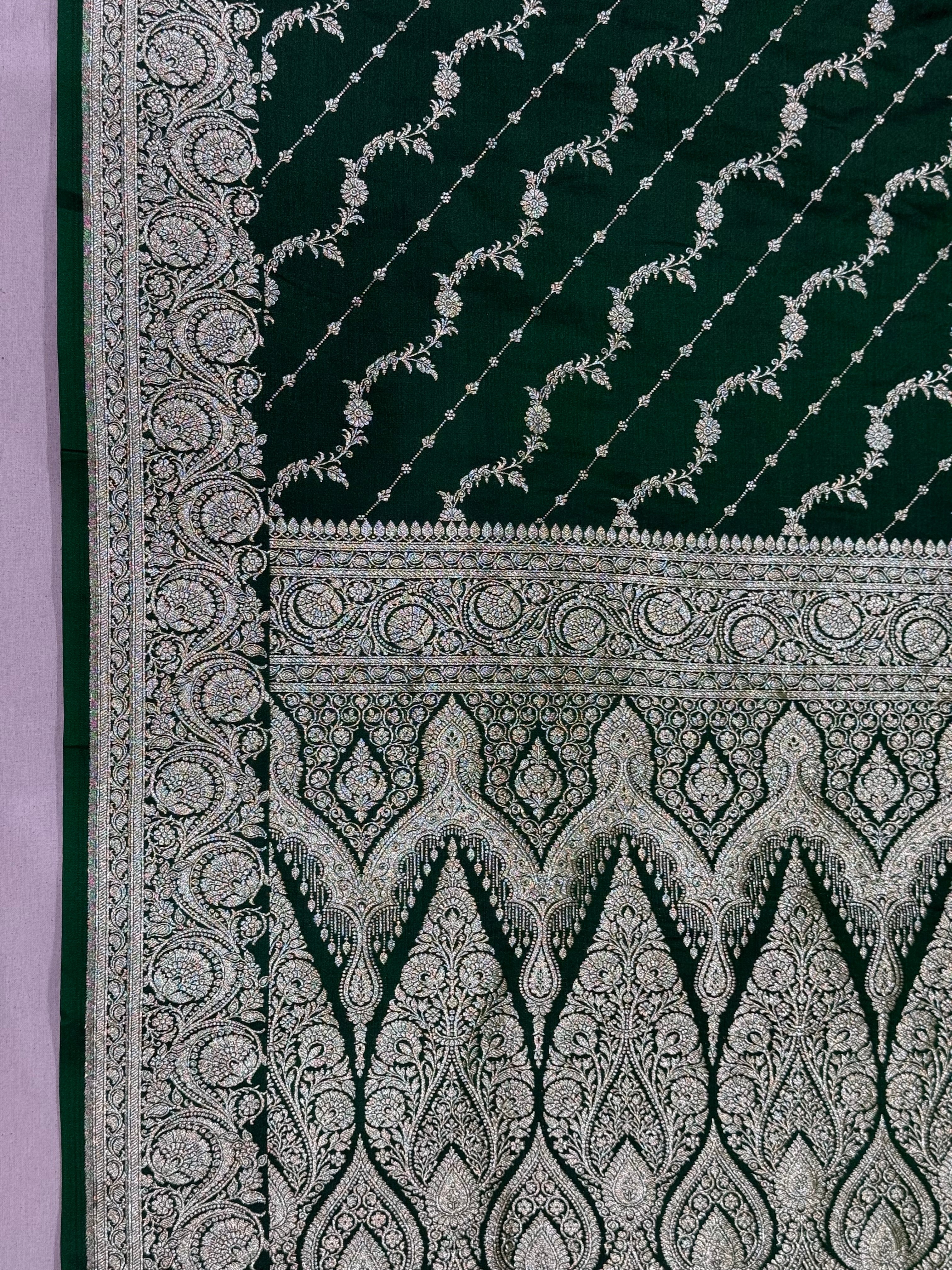 Emerald Green Banarasi Mashru Katan Silk Saree