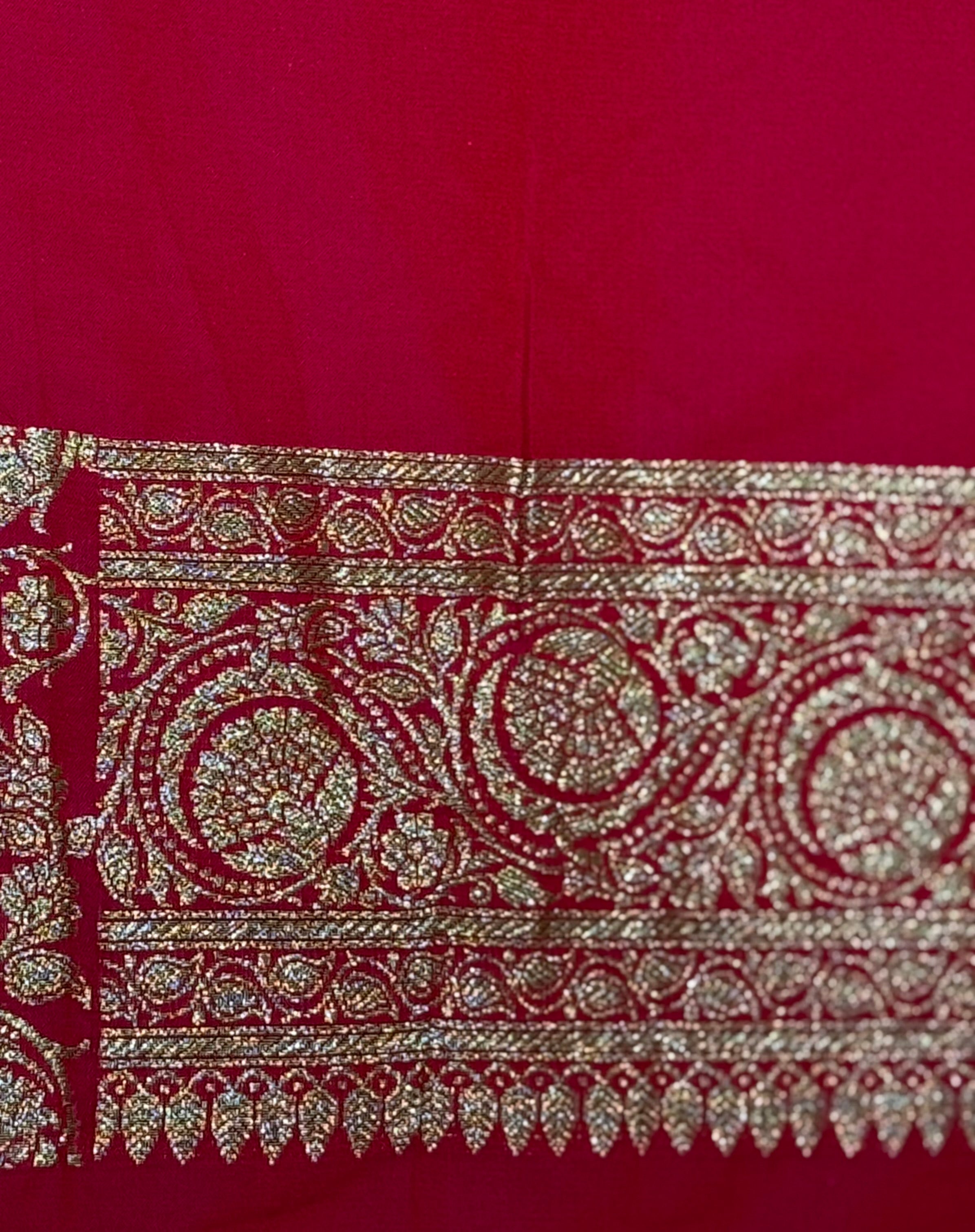 Classic Red Banarasi Mashru Katan Silk Saree
