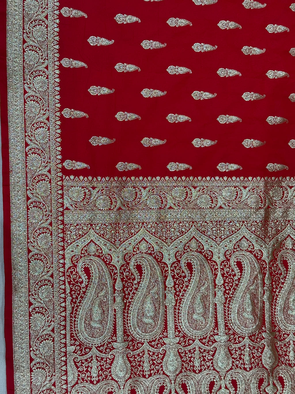 Classic Red Banarasi Mashru Katan Silk Saree