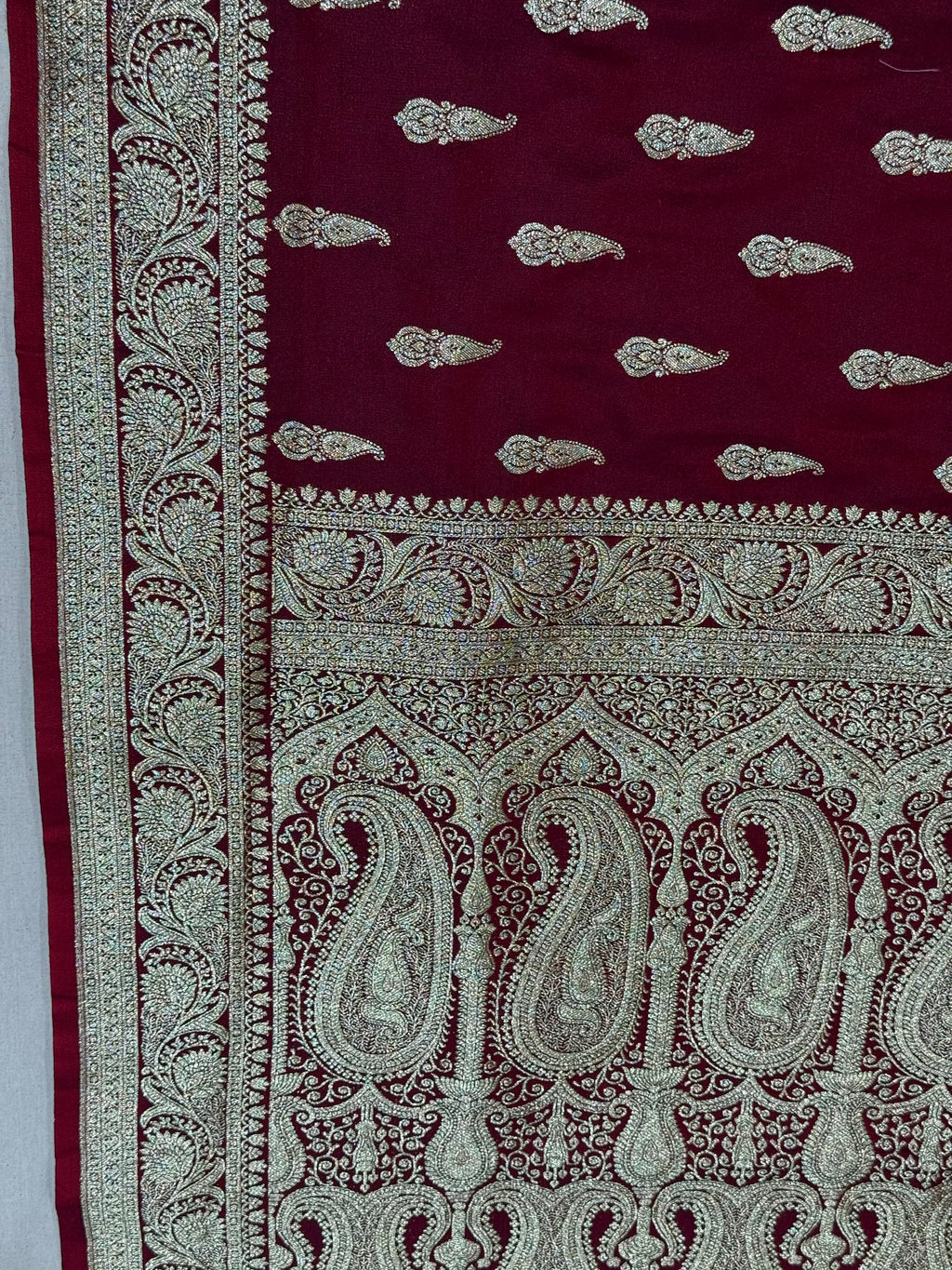 Wine Maroon Banarasi Mashru Katan Silk Saree