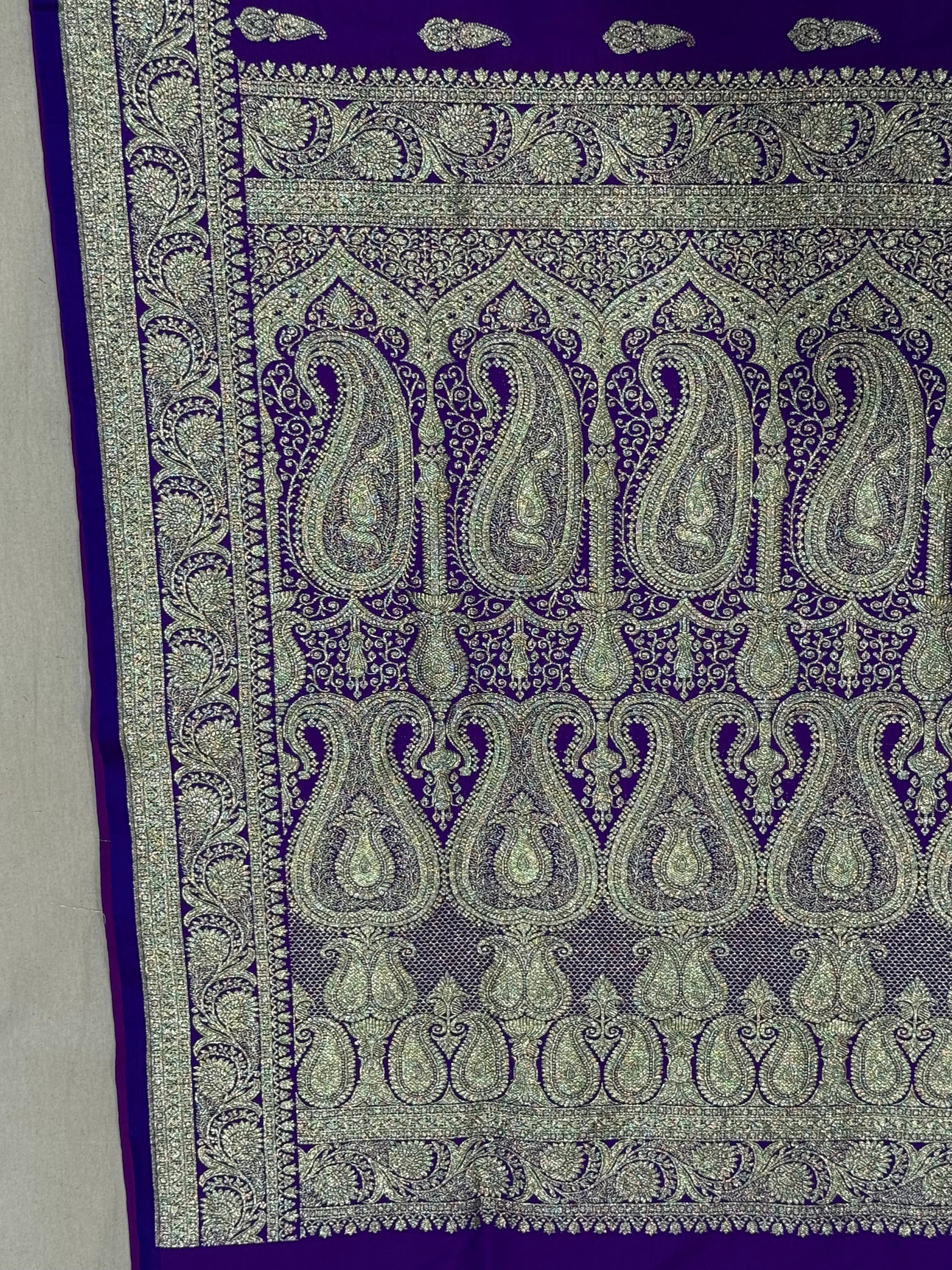 Royal Purple Banarasi Mashru Katan Silk Saree