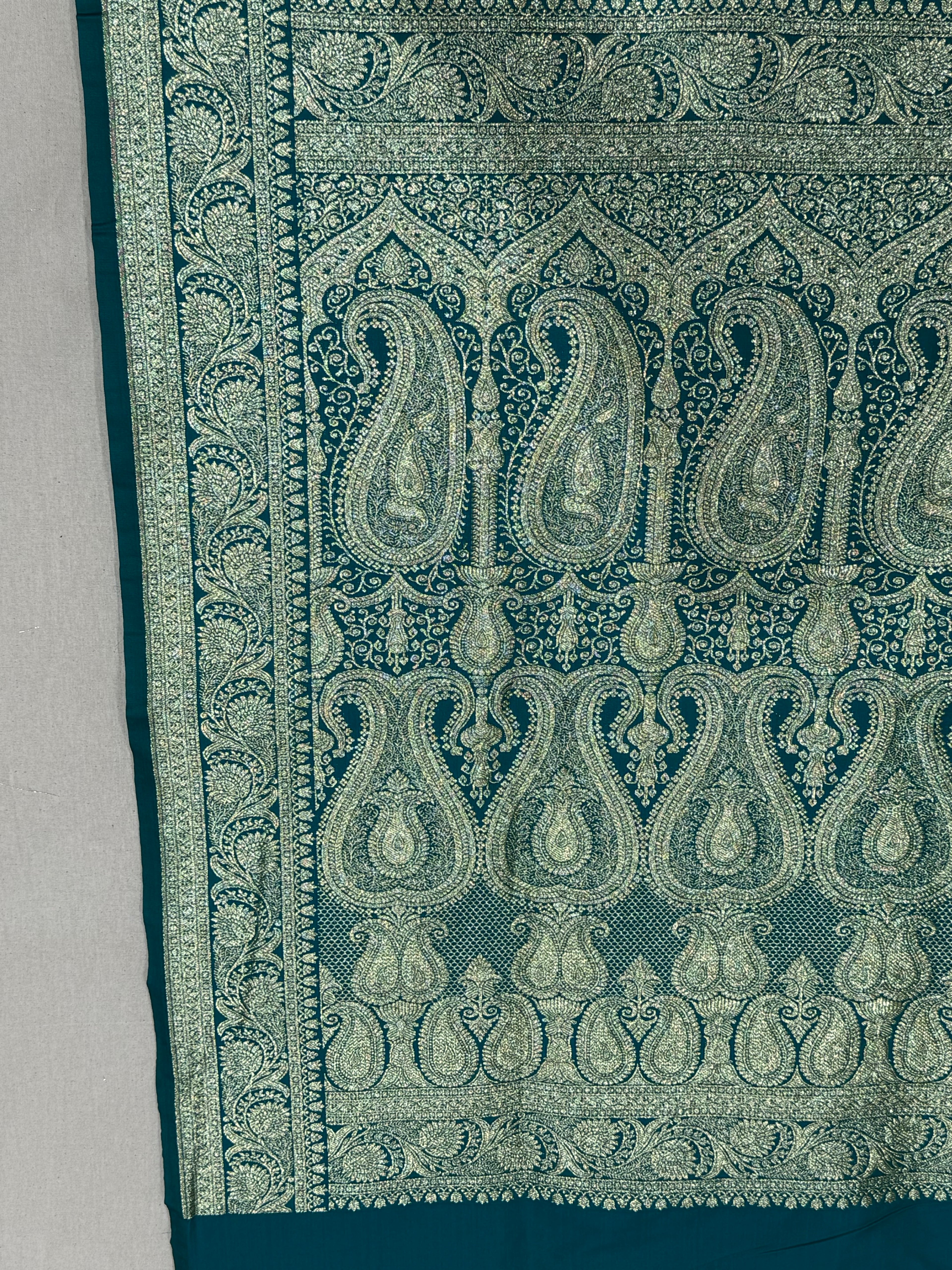 Peacock Teal Banarasi Mashru Katan Silk Saree