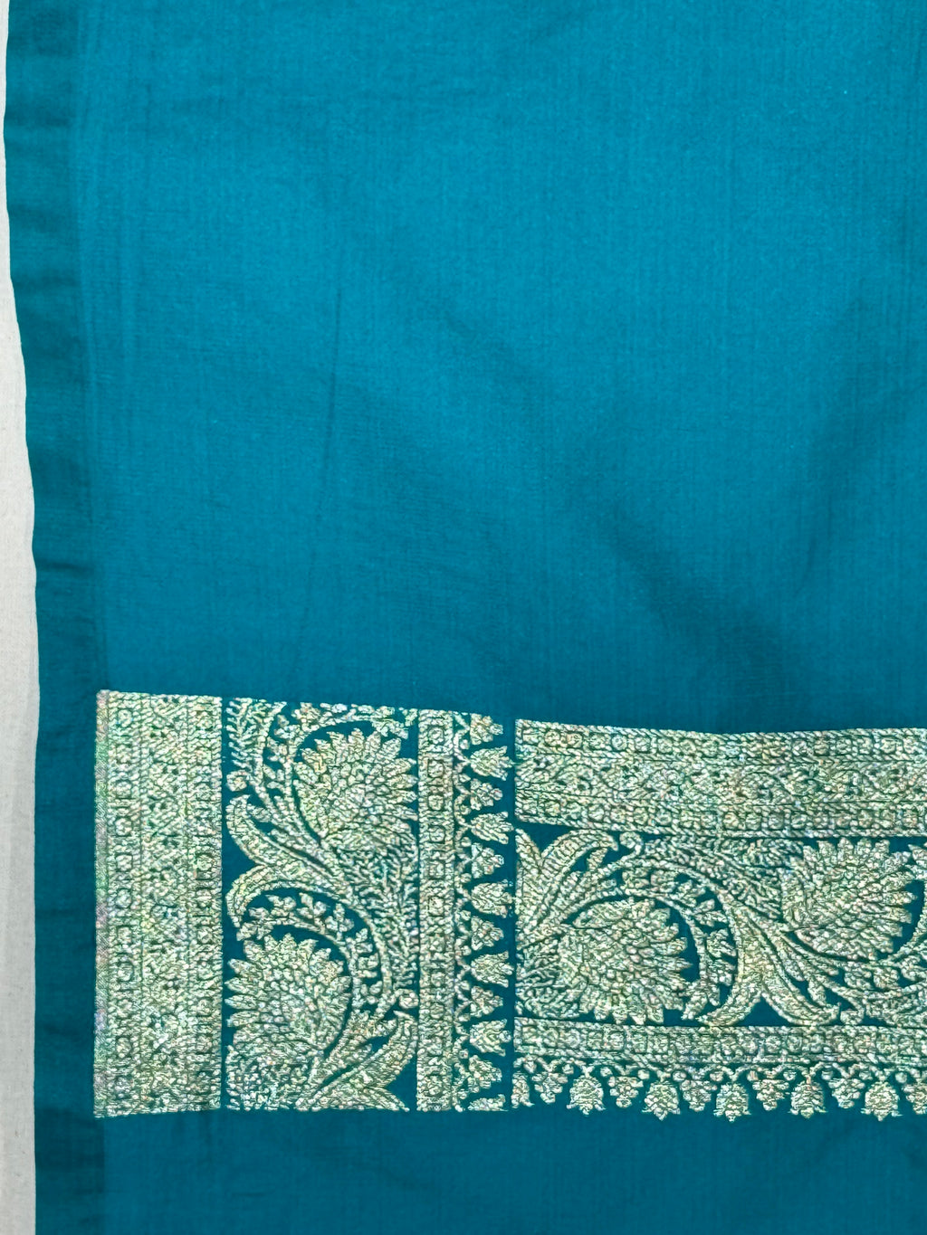 Peacock Teal Banarasi Mashru Katan Silk Saree