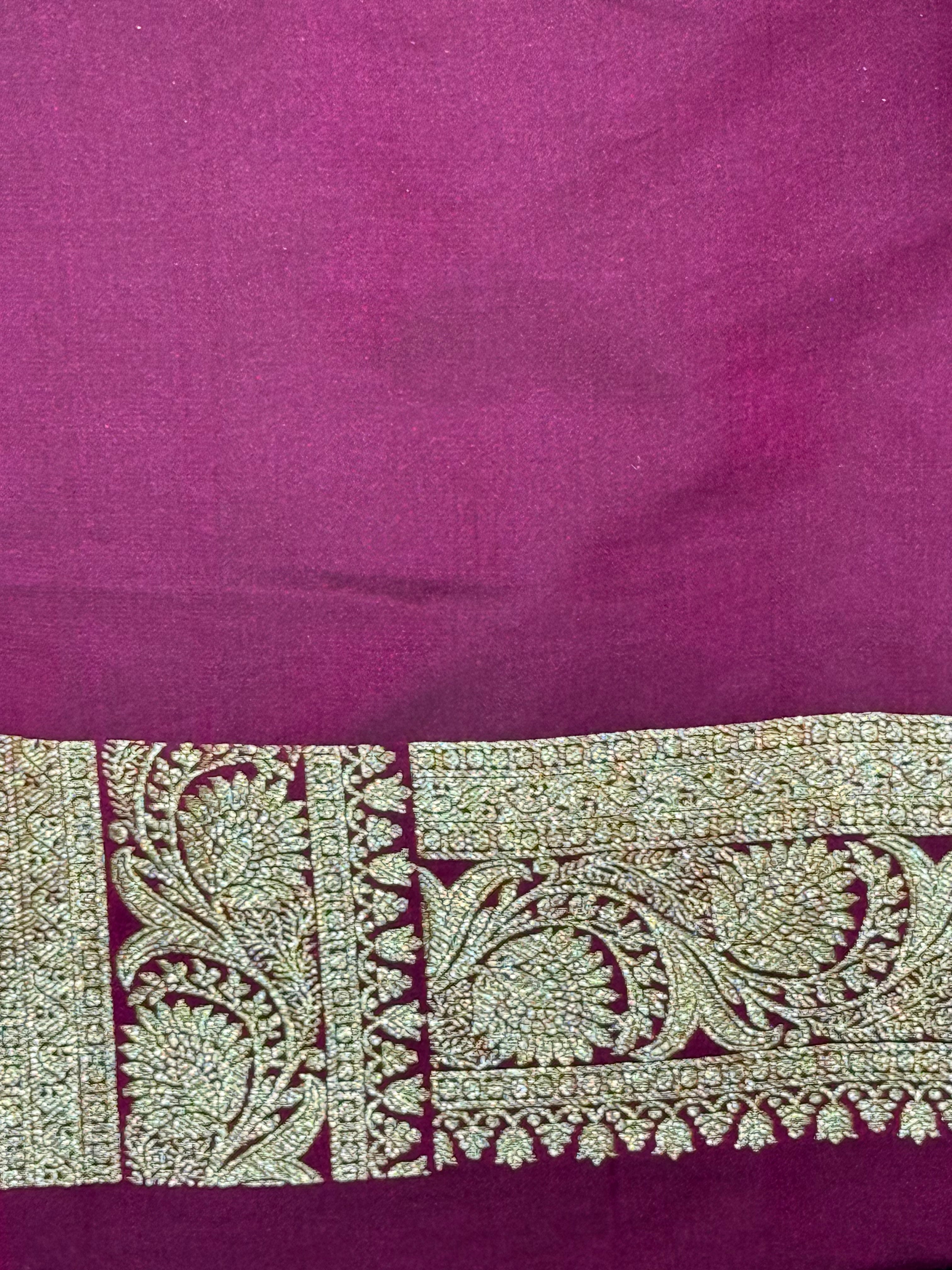 Wine Maroon Banarasi Mashru Katan Silk Saree