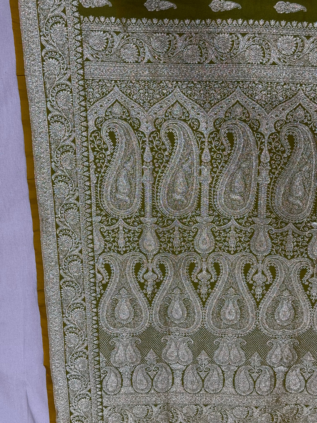 Mehendi Green Banarasi Mashru Katan Silk Saree