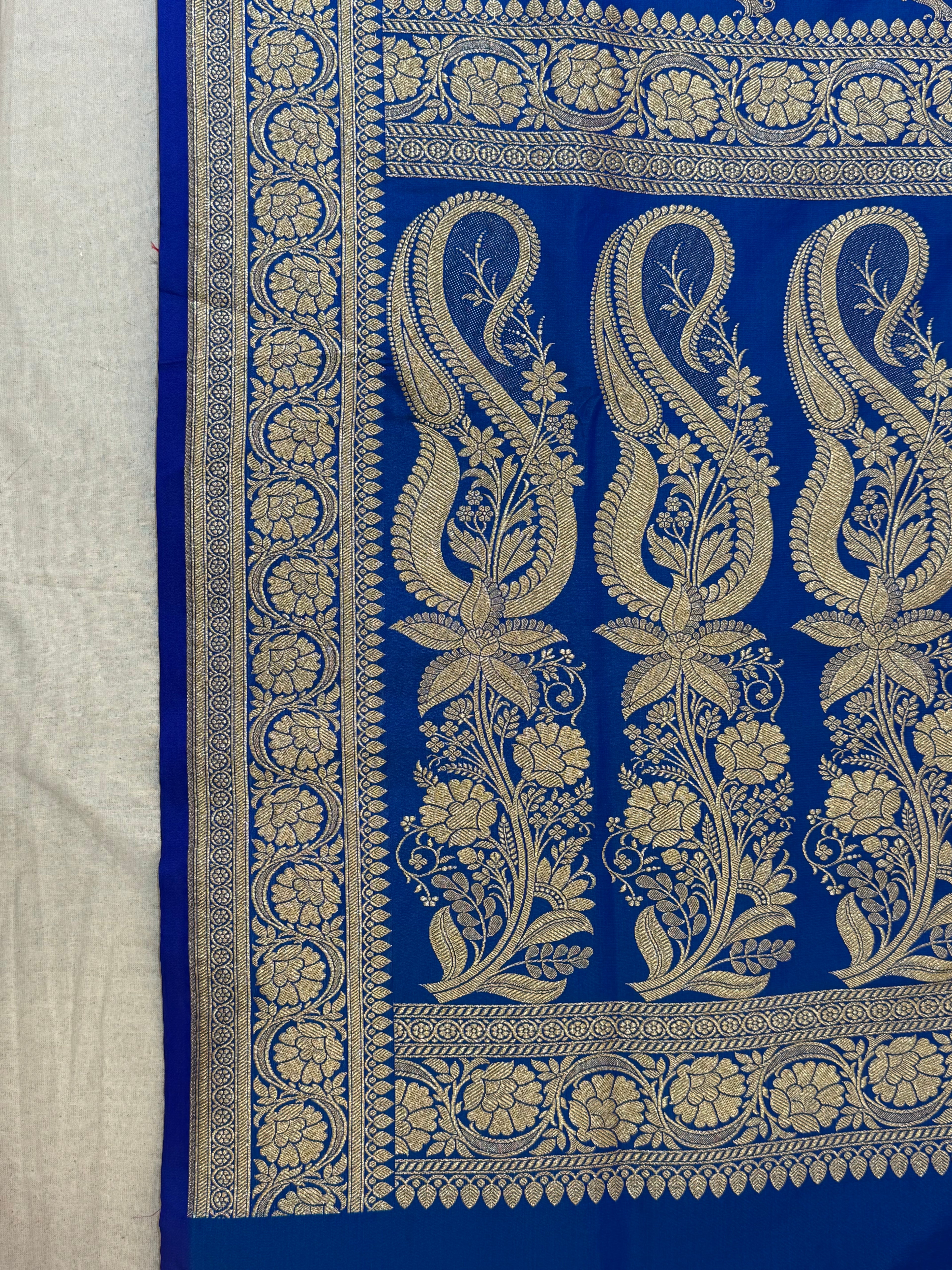Royal Blue Banarasi Mashru Katan Silk Saree MS02