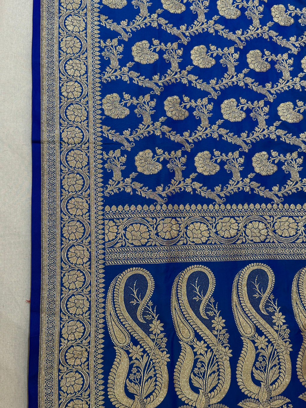 Royal Blue Banarasi Mashru Katan Silk Saree MS02