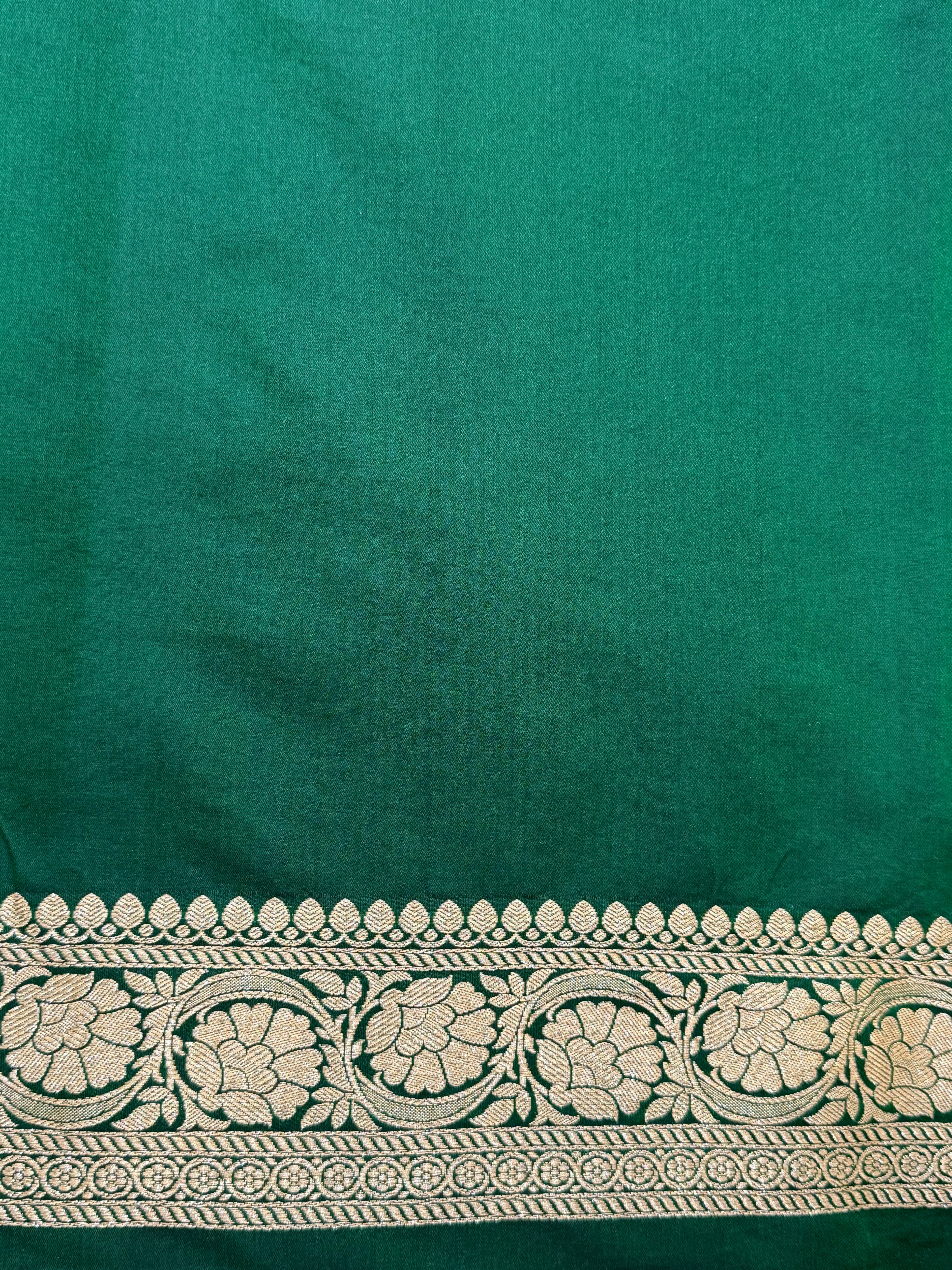 Dark Green Banarasi Mashru Katan Silk Saree