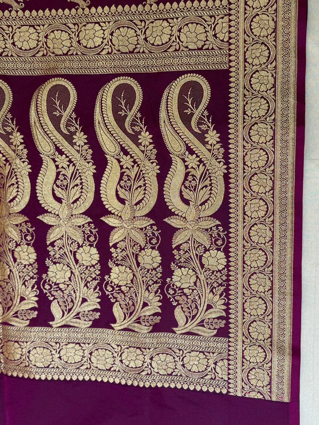 Royal Purple Banarasi Mashru Katan Silk Saree MS01