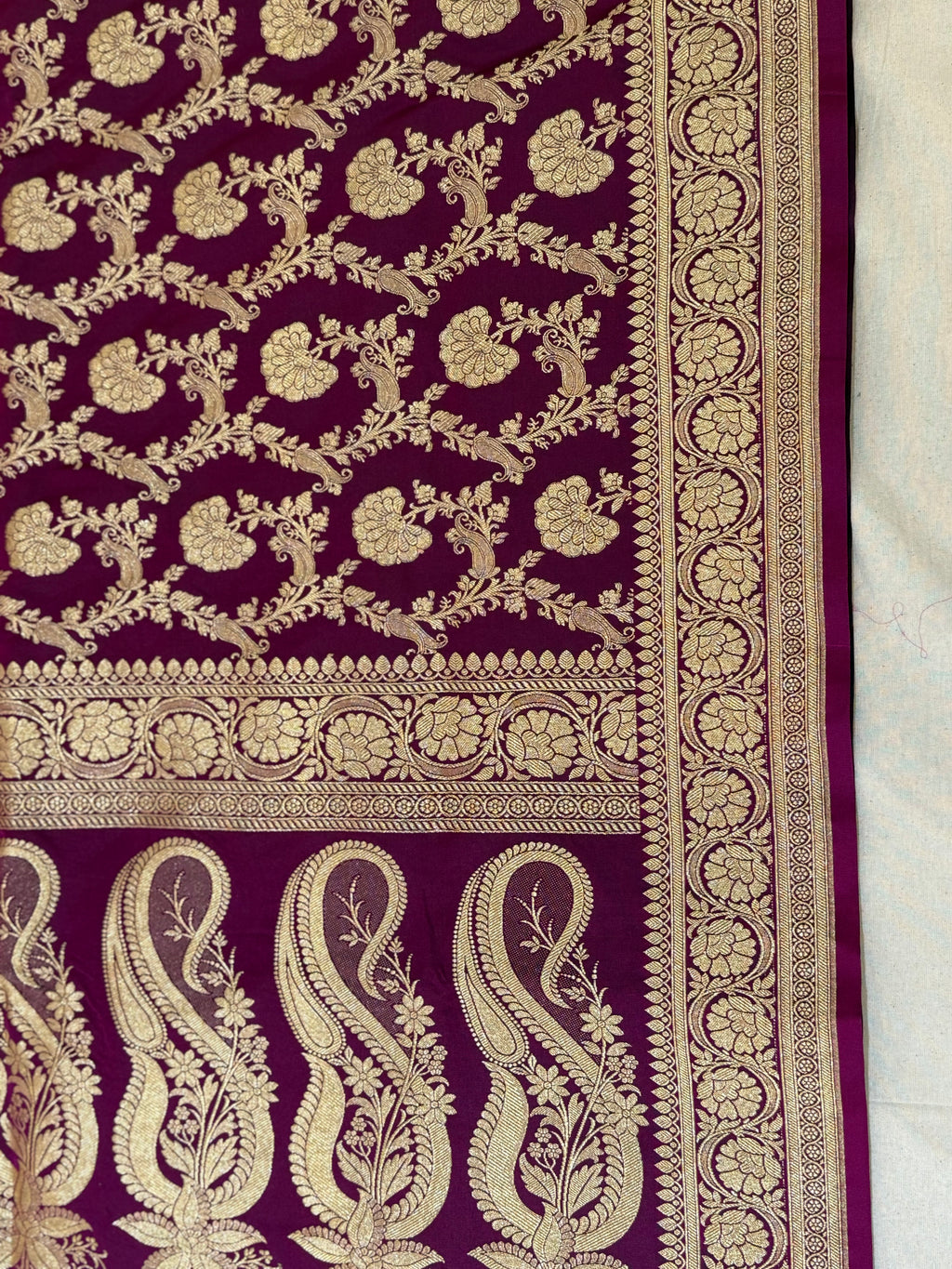 Royal Purple Banarasi Mashru Katan Silk Saree MS01