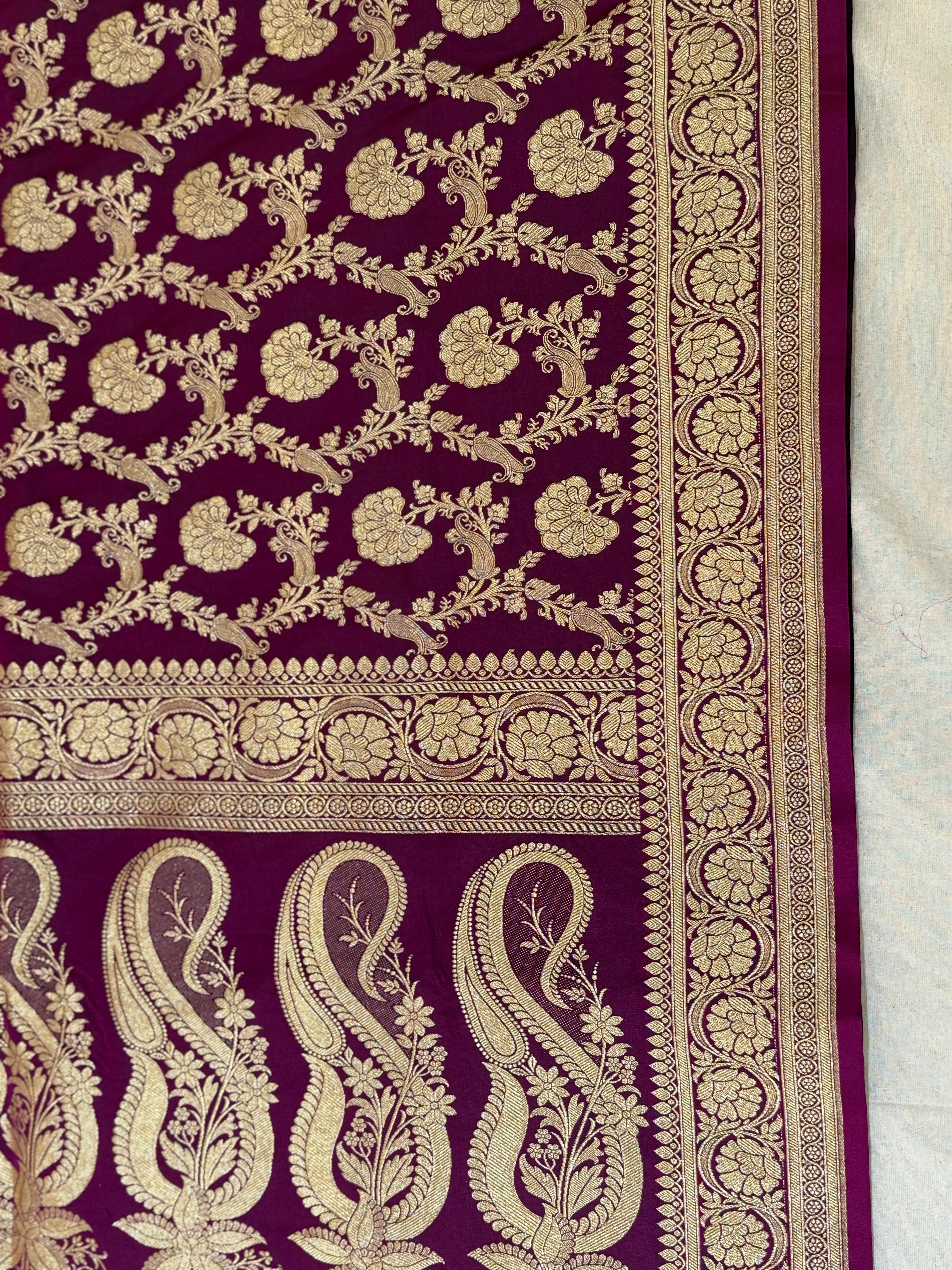 Royal Purple Banarasi Mashru Katan Silk Saree MS01