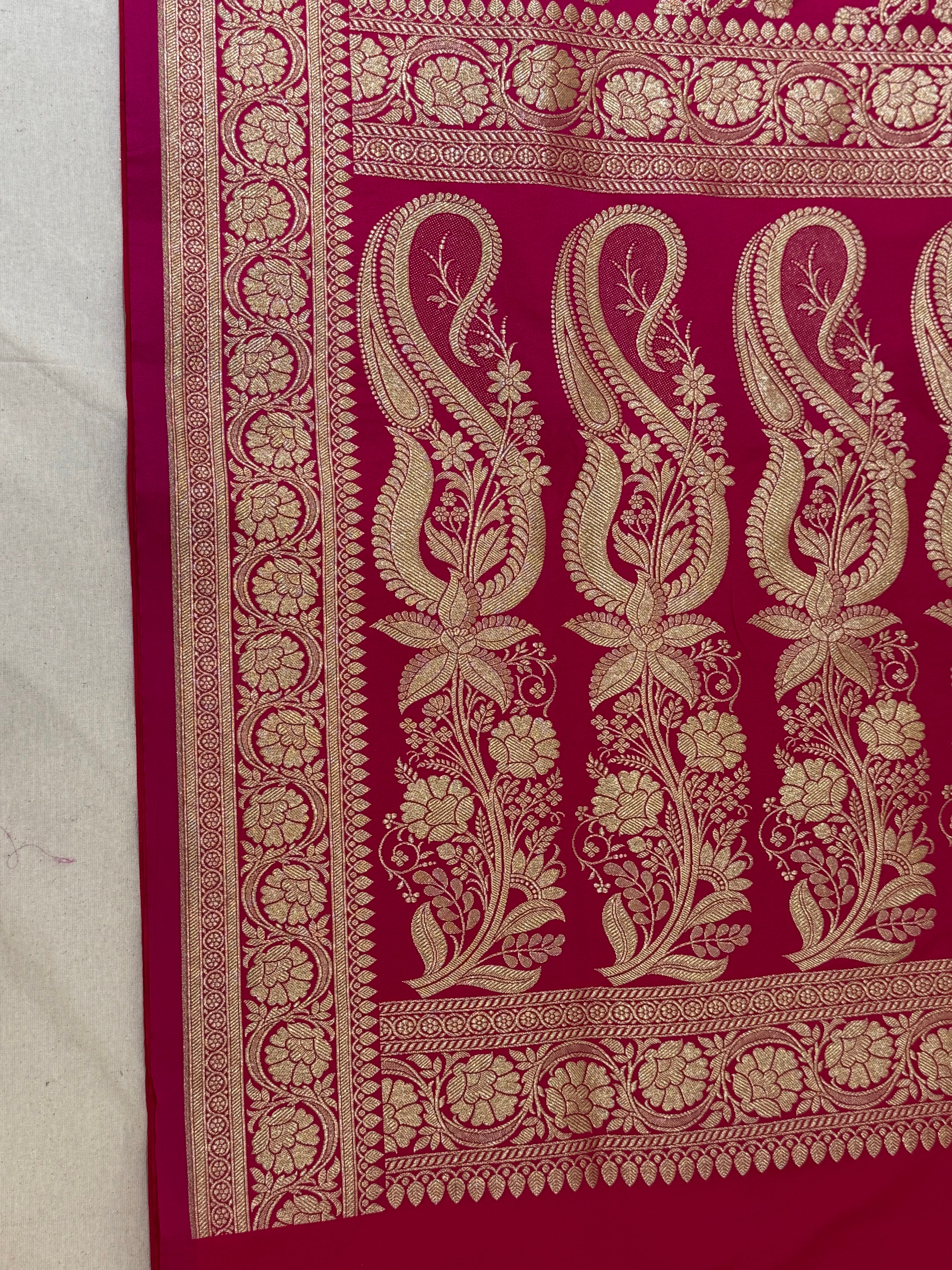 Wine Pink Banarasi Mashru Katan Silk Saree