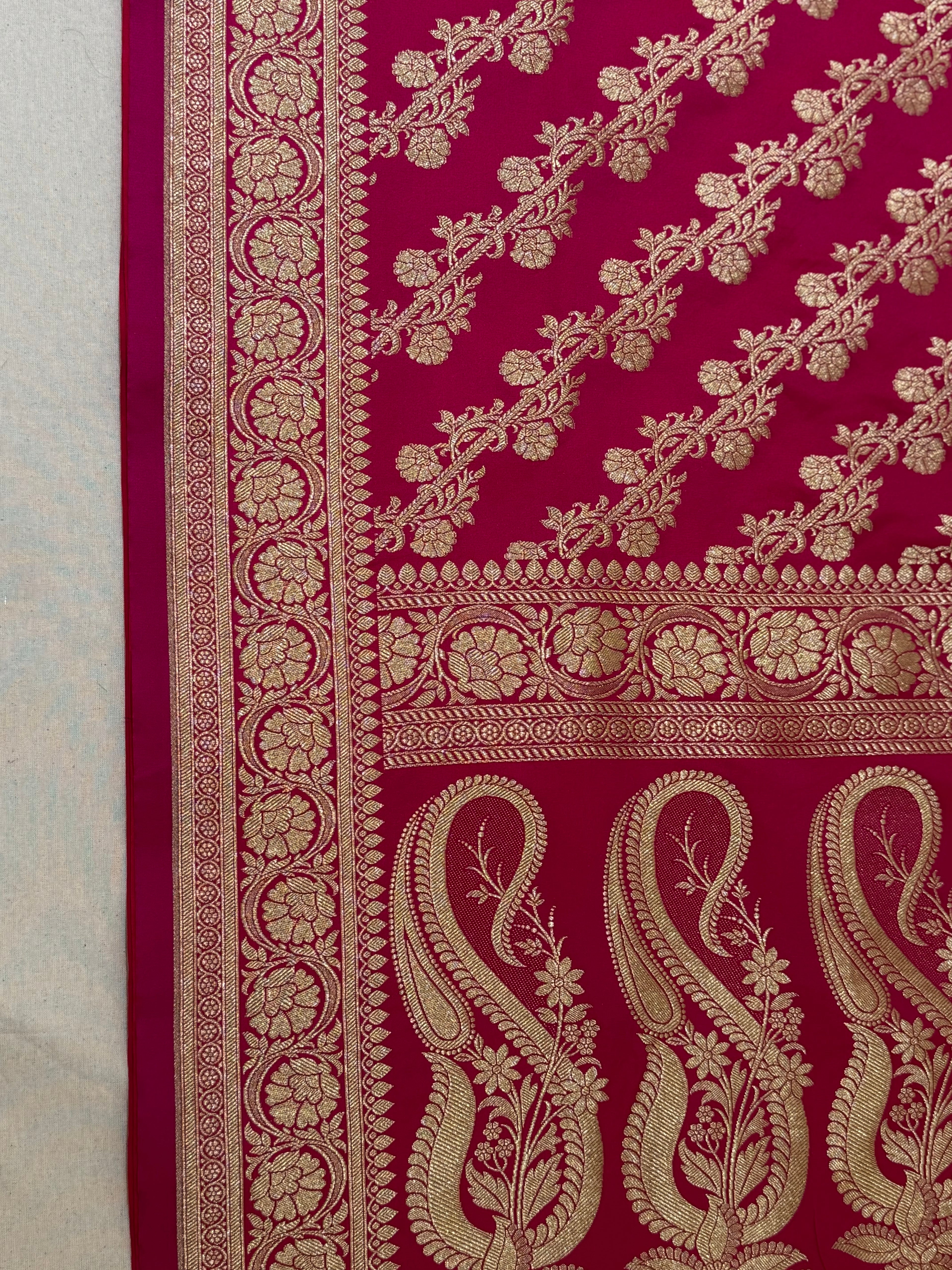 Wine Pink Banarasi Mashru Katan Silk Saree