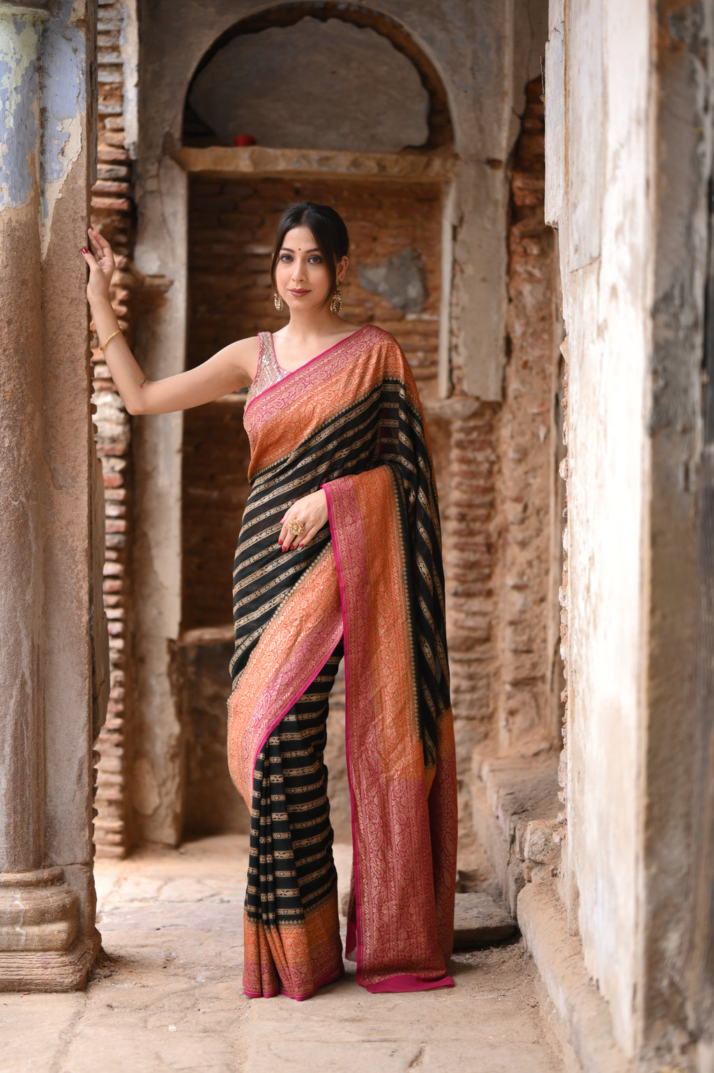Khaddi Chiffon Handwoven Banarasi Saree