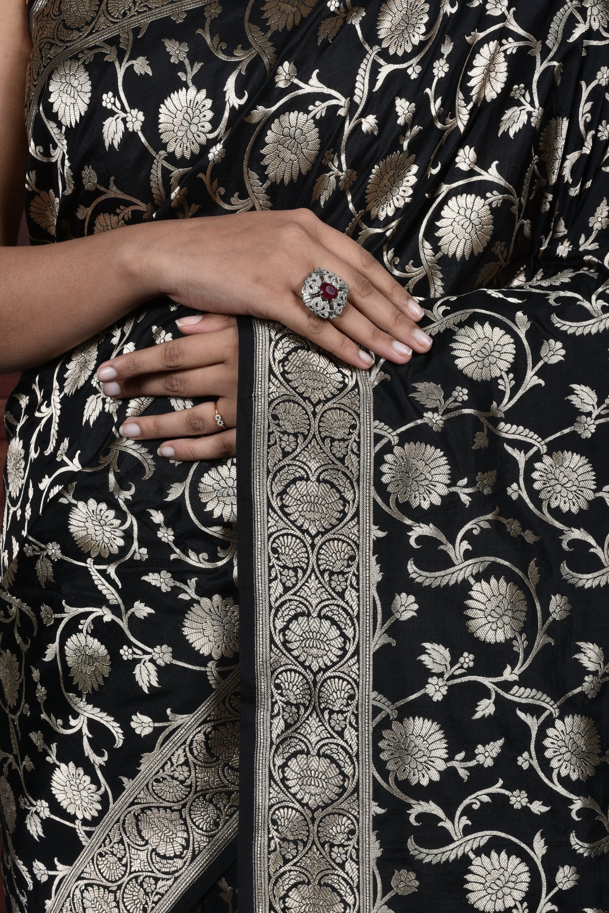 Black  Katan Silk Handwoven Banaras Saree