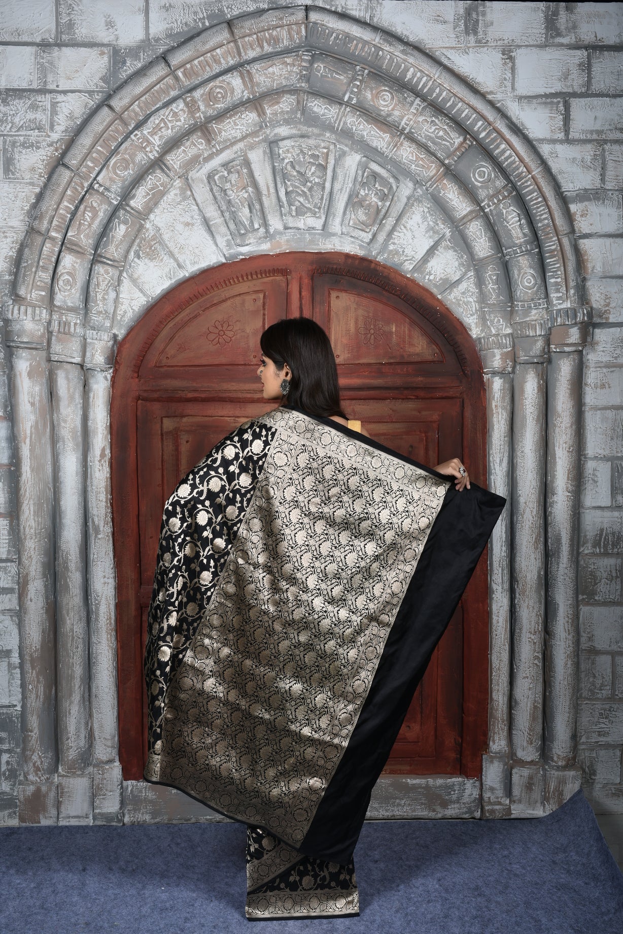 Black  Katan Silk Handwoven Banaras Saree