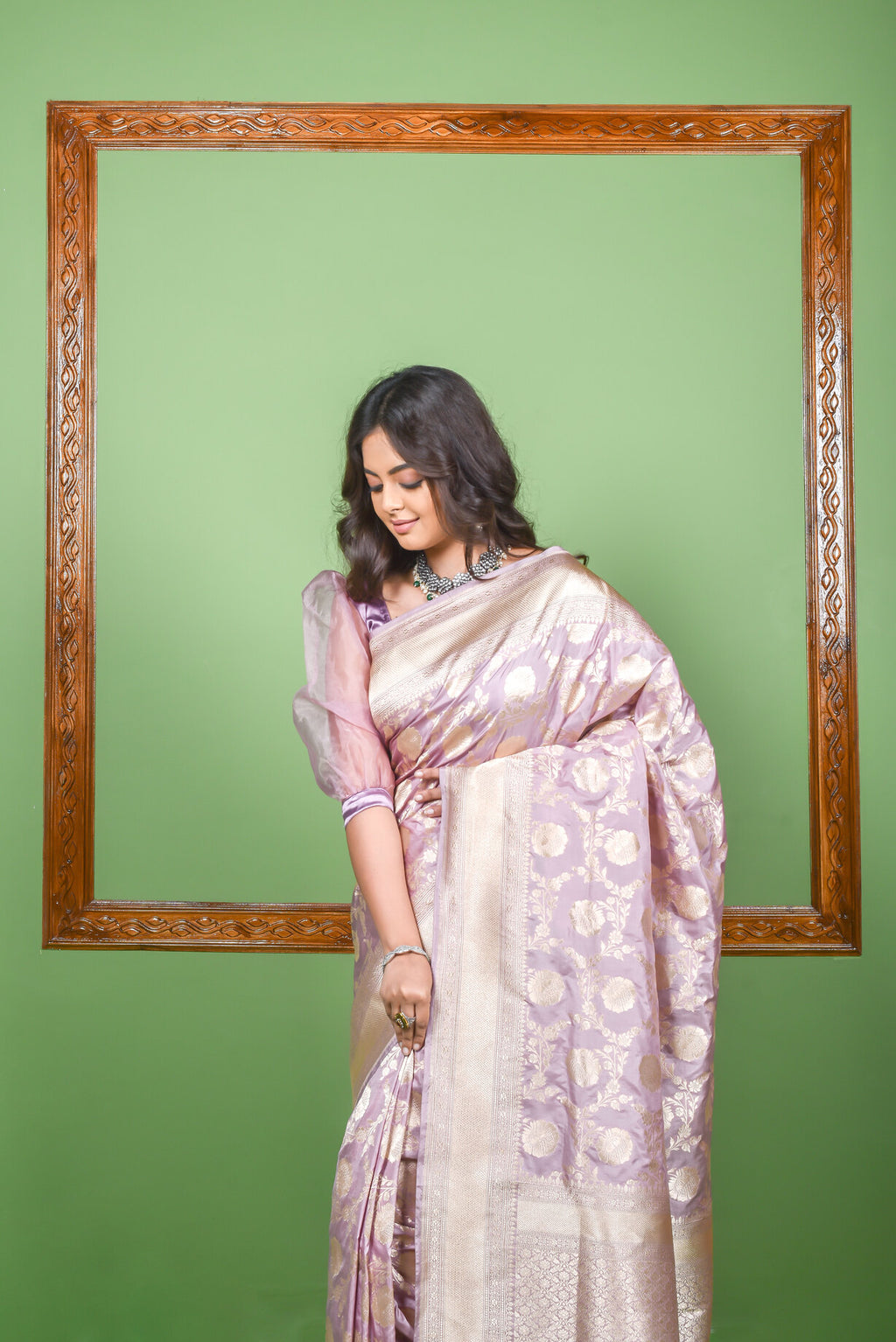 Lilac  Katan Silk Handwoven Banaras Saree