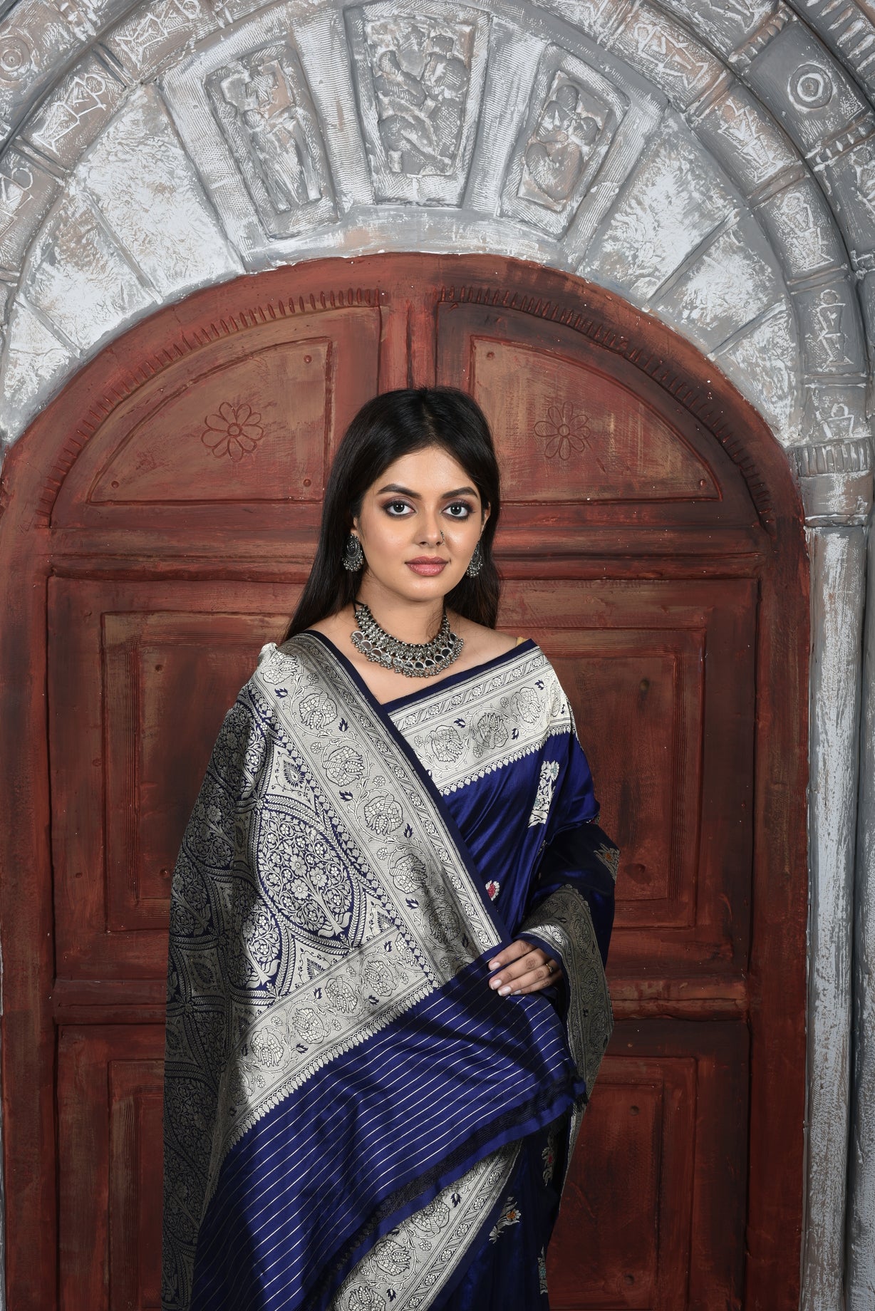 Royal  Blue Katan Silk Handwoven Banaras Saree