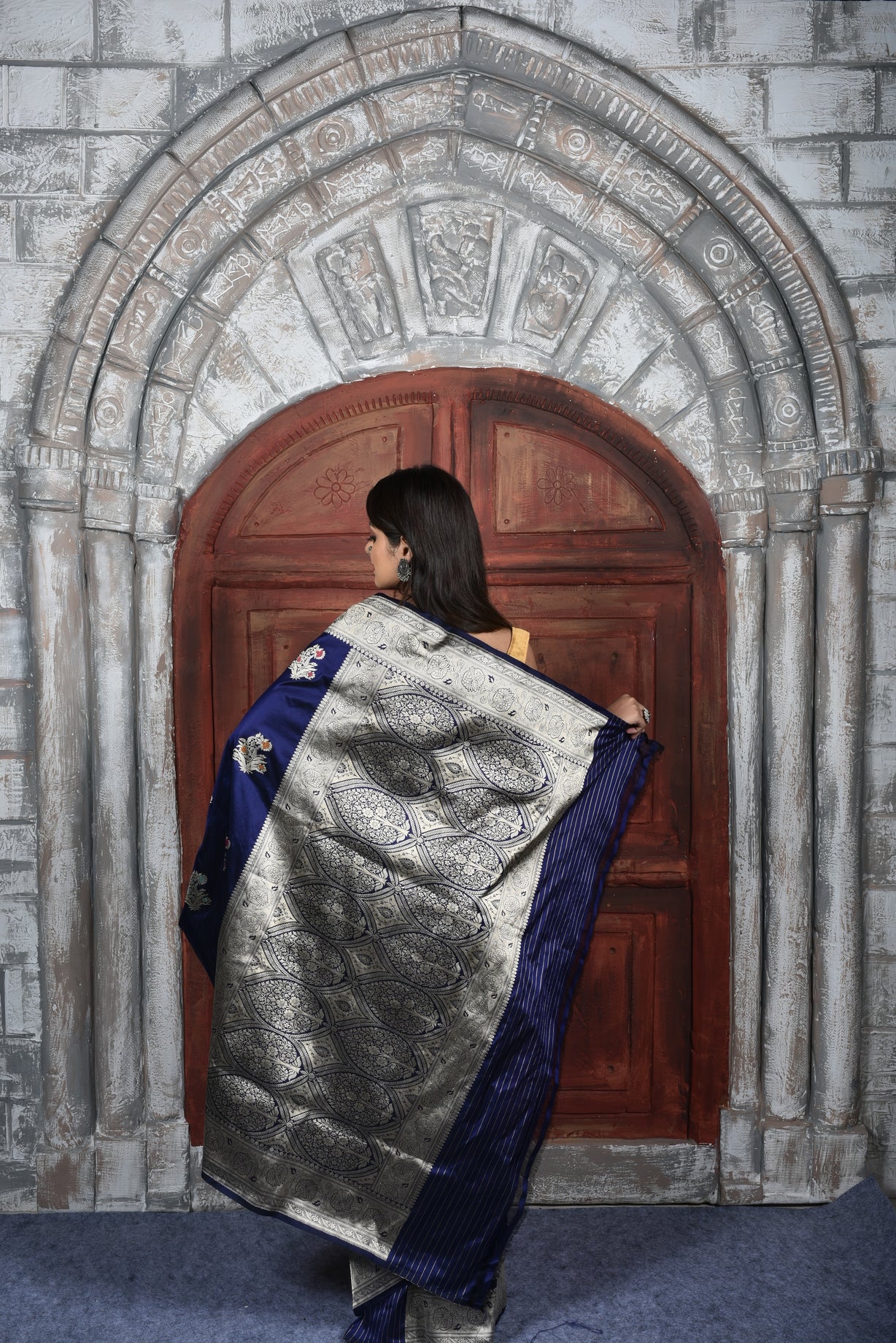 Royal  Blue Katan Silk Handwoven Banaras Saree