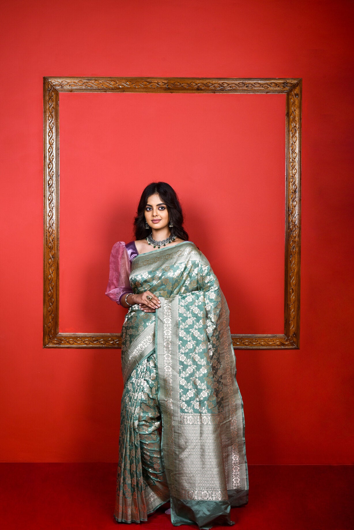 Pistachio Green  Katan Silk Handwoven Banaras Saree